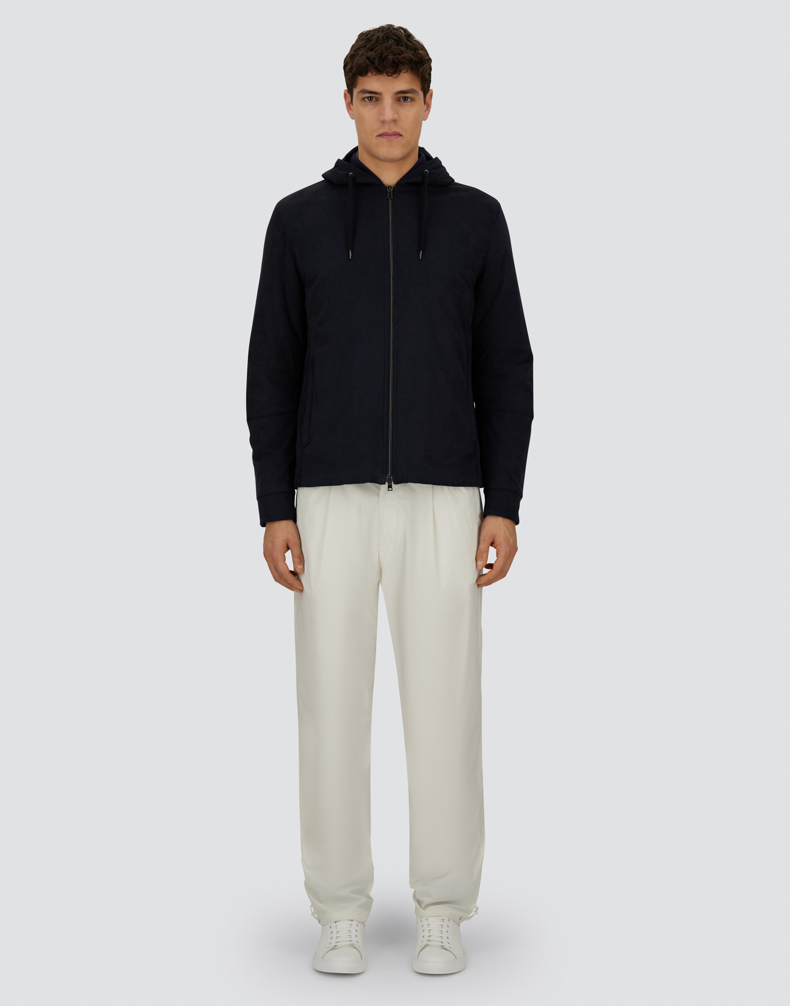 Herno Resort Jacket In Melange Suede Effect & Ecoage In Blue