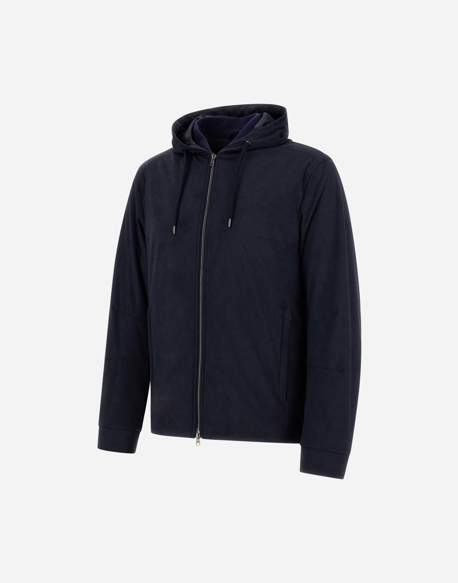 Herno Resort Jacket In Melange Suede Effect & Ecoage In Blue