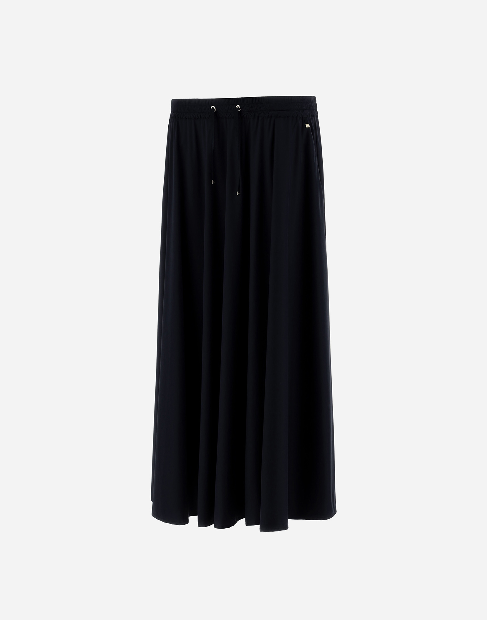 Herno Drawstring-waist Satin Midi Skirt In Black