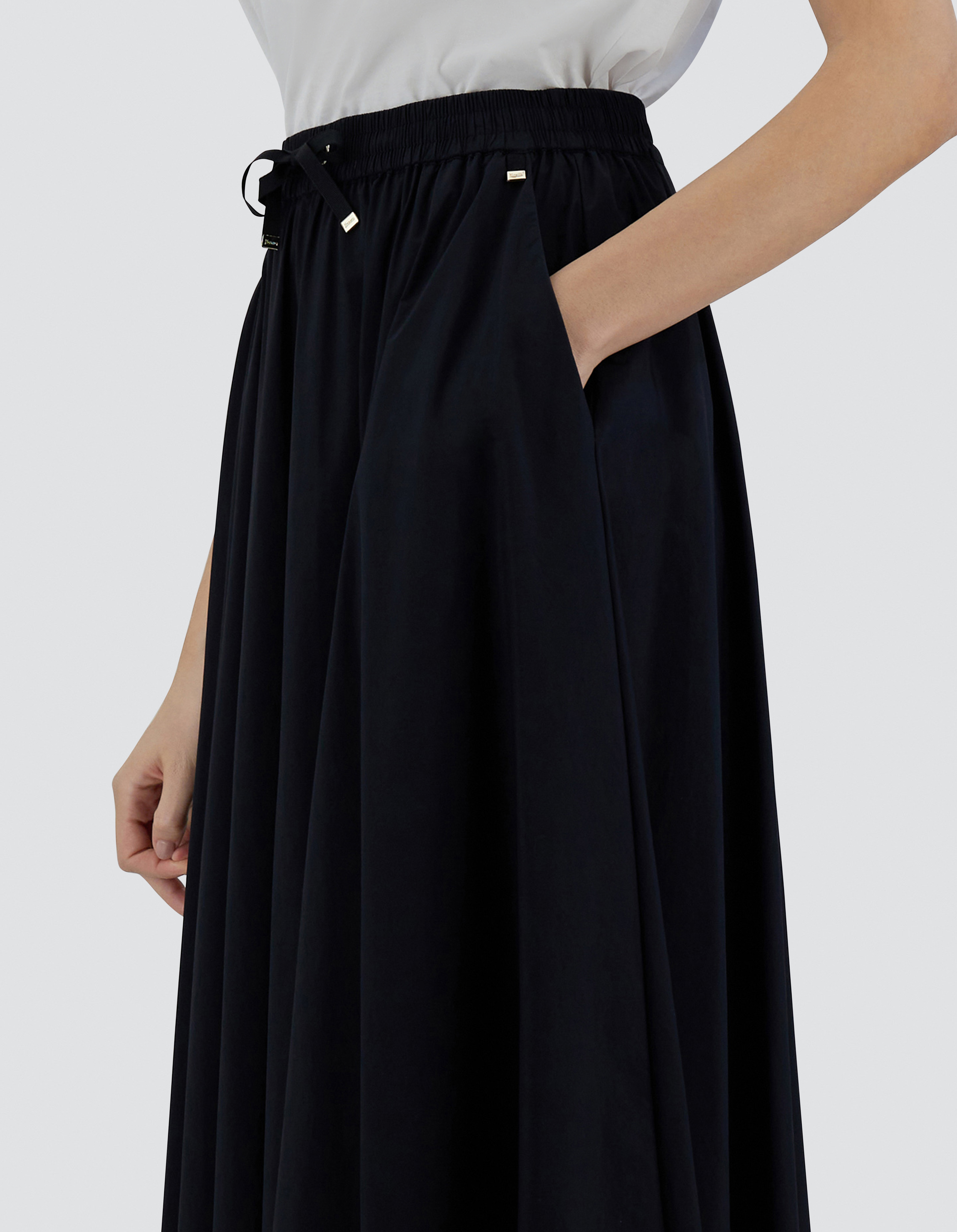 Herno Drawstring-waist Satin Midi Skirt In Black