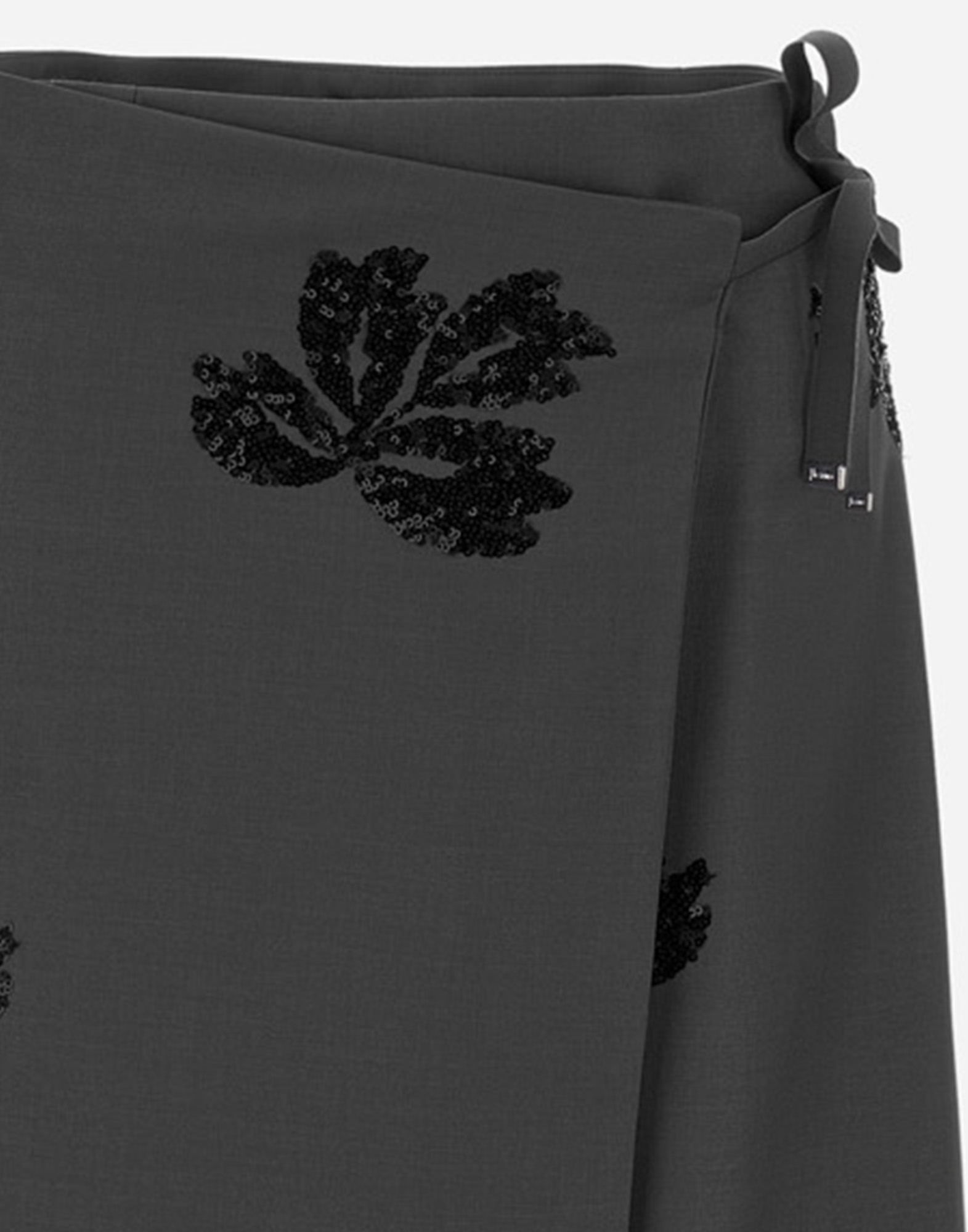 Herno Embroidered Flannel Skirt In Gray