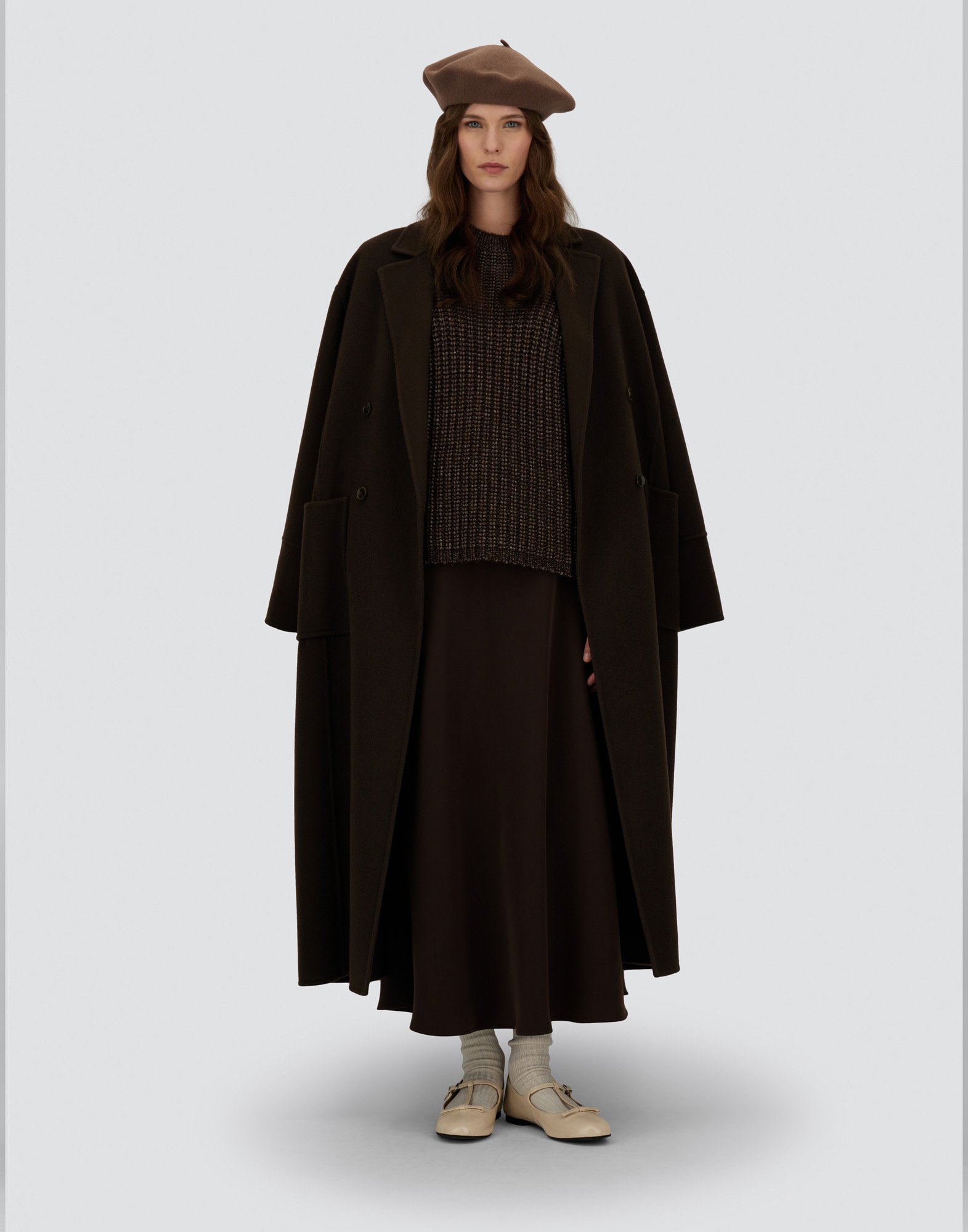 Herno Skirt In Matt Crepe Satin In Brown