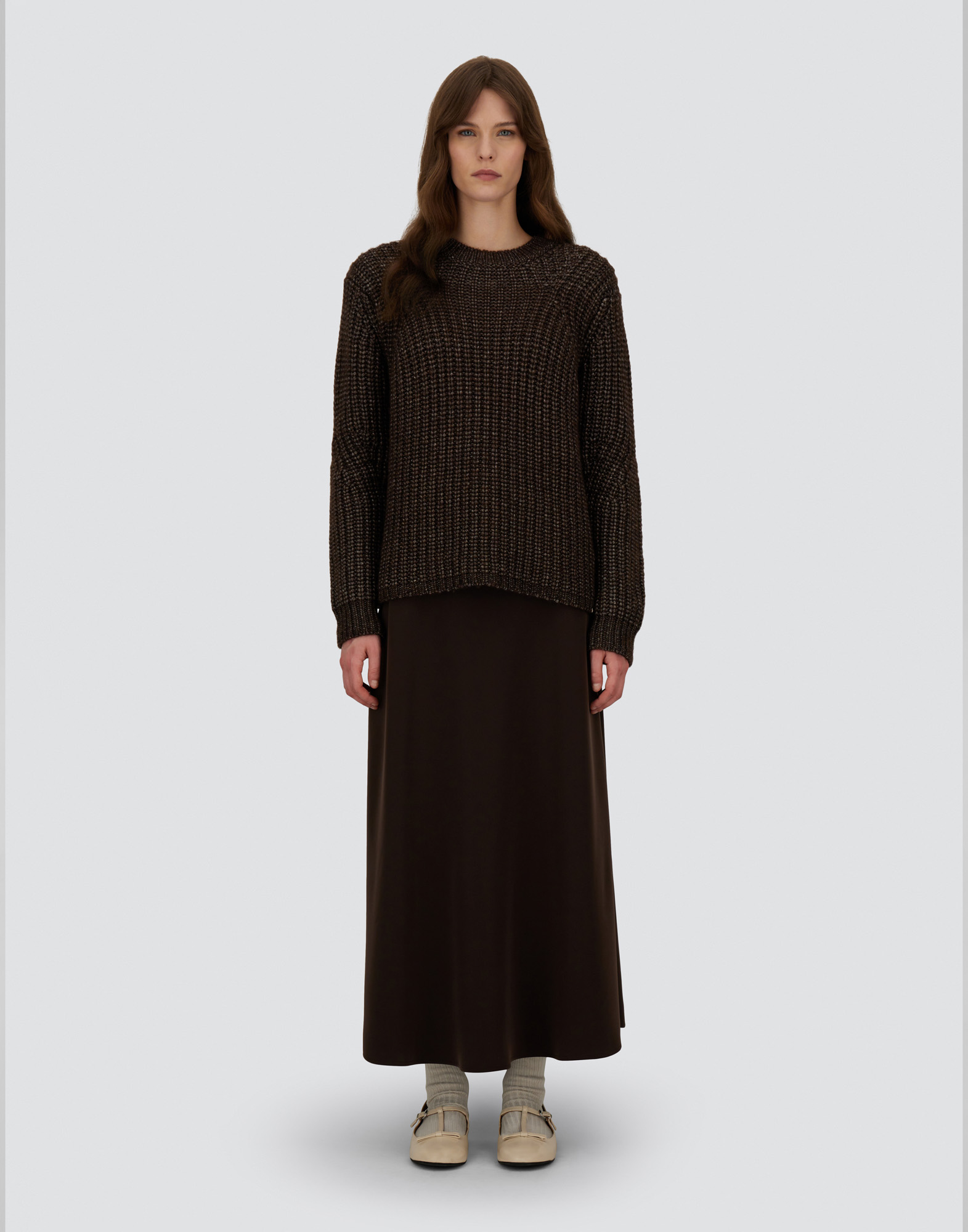 Herno Skirt In Matt Crepe Satin In Brown