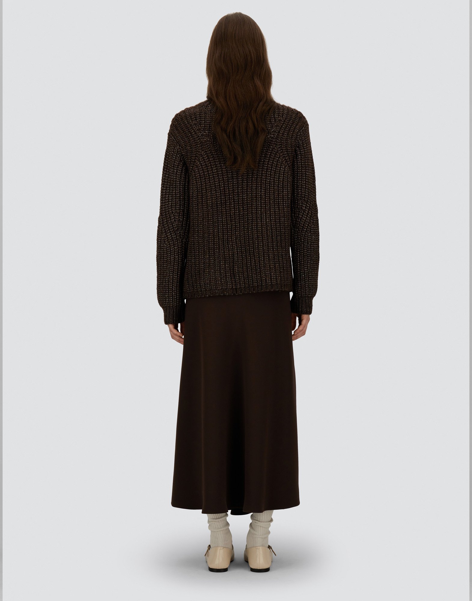 Herno Skirt In Matt Crepe Satin In Brown