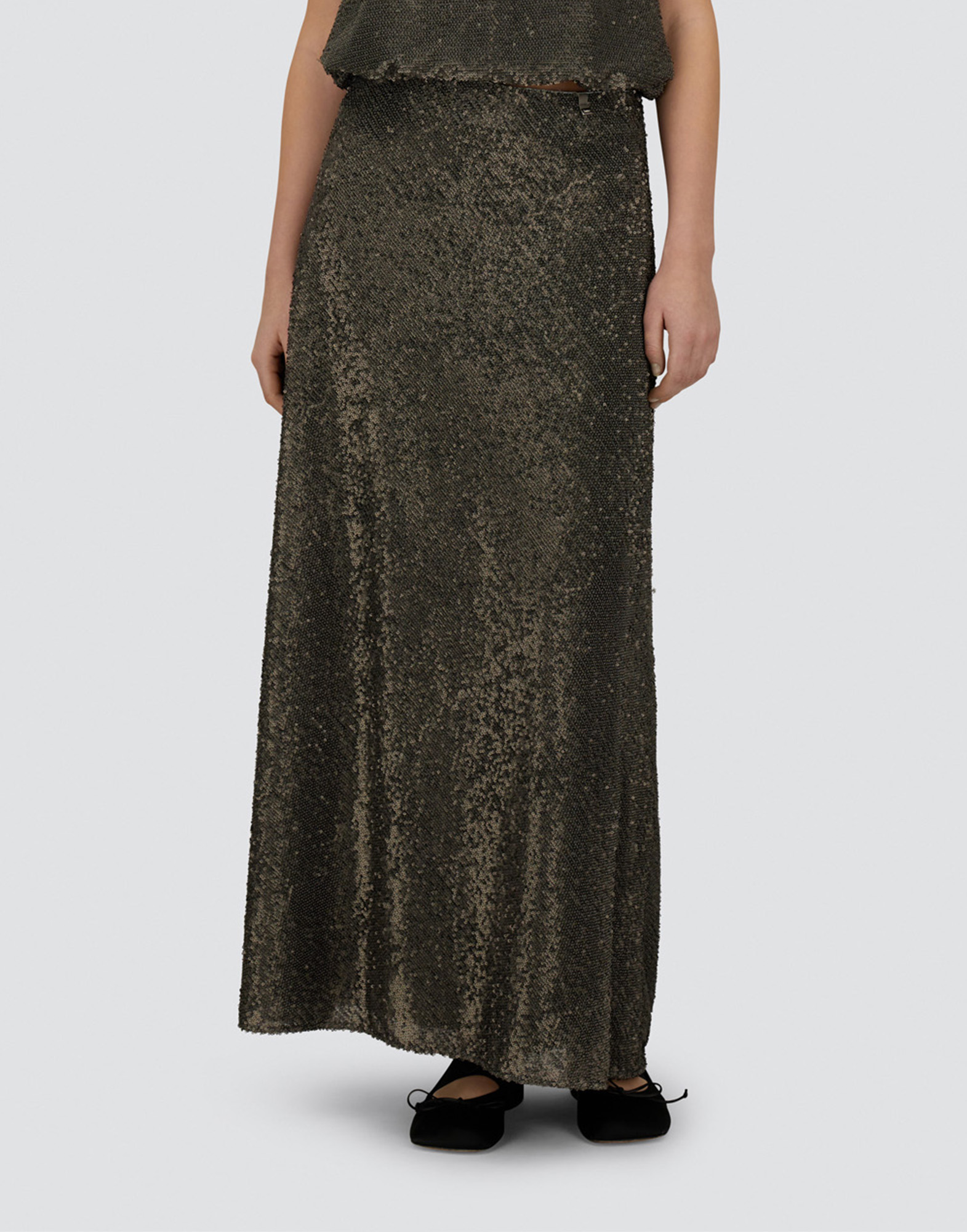 Herno Resort Skirt In Matt Sequins In Green