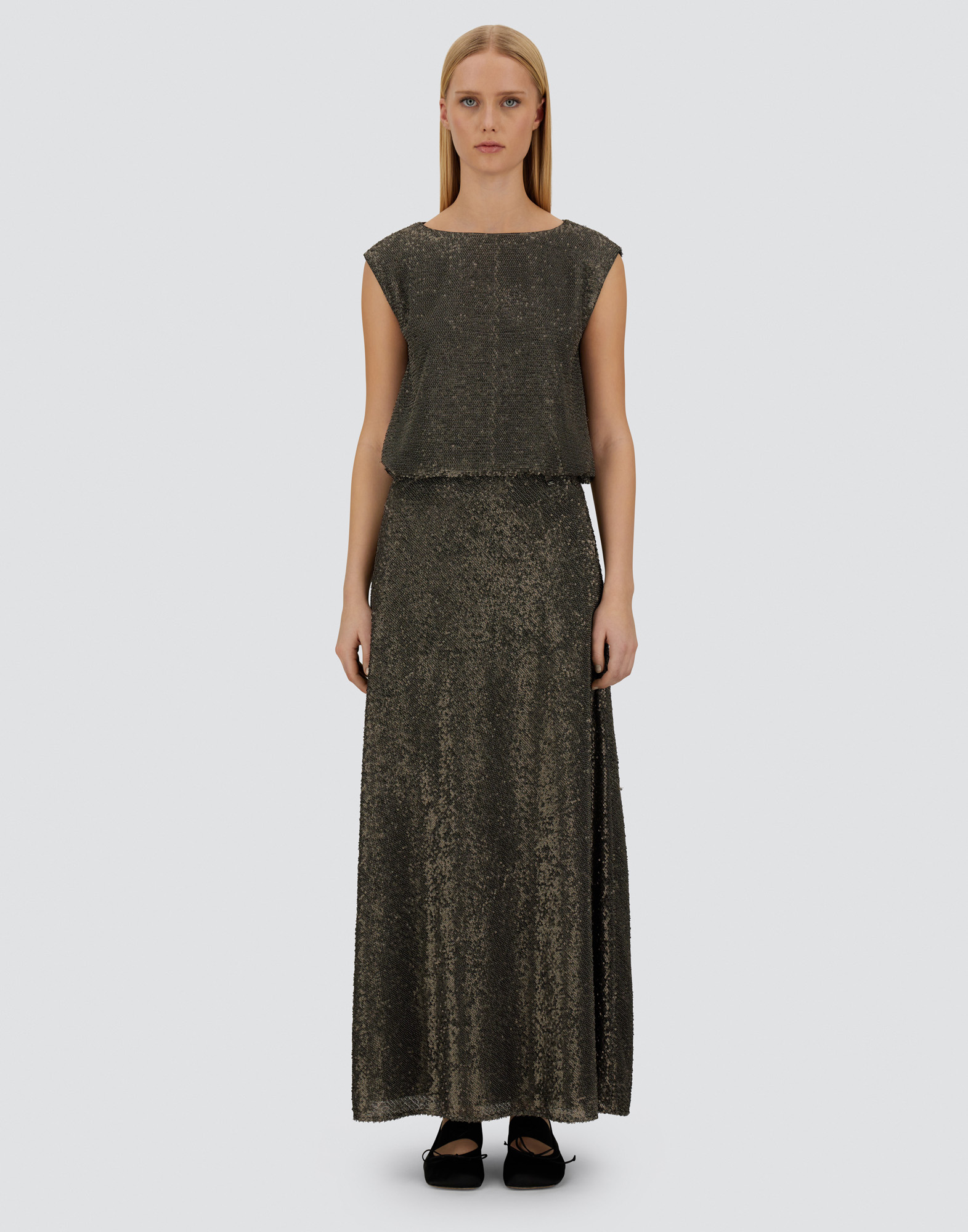 Herno Resort Skirt In Matt Sequins In Green