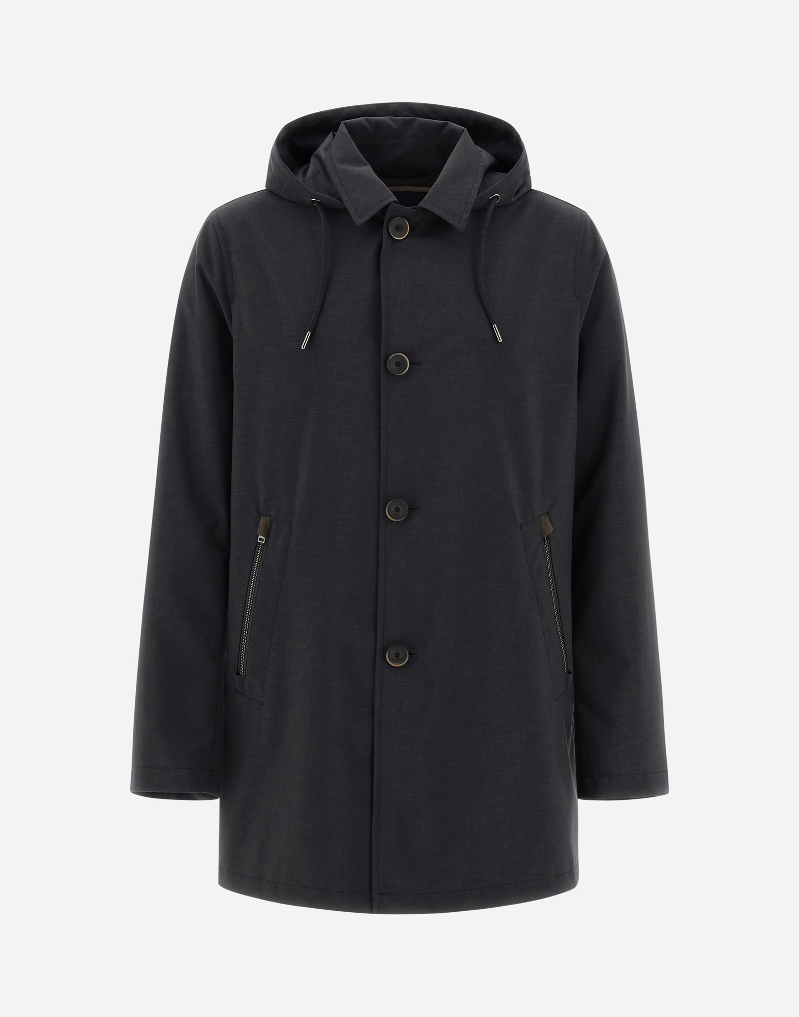 Herno Techno Lux Raincoat In Grey