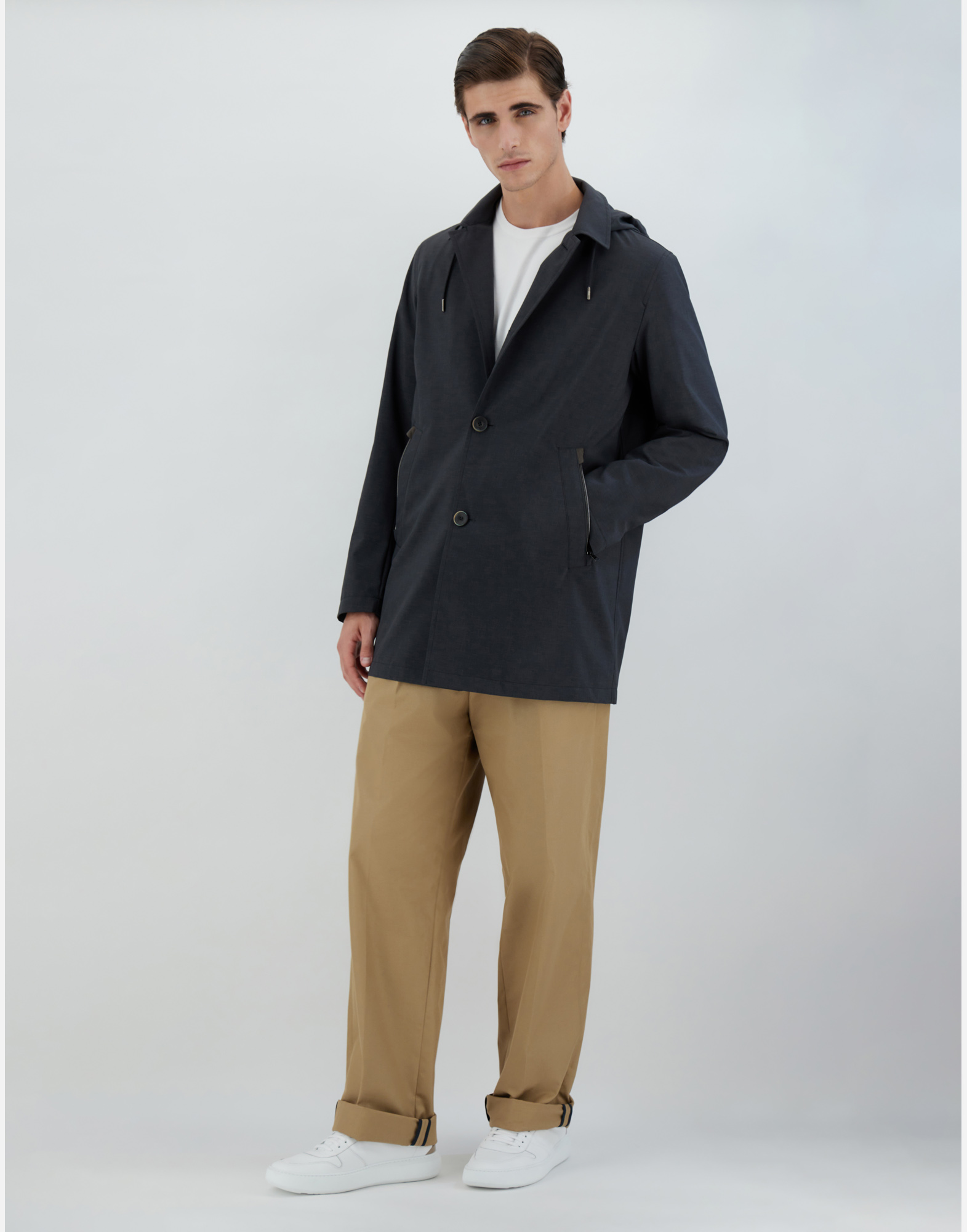 Herno Techno Lux Raincoat In Grey