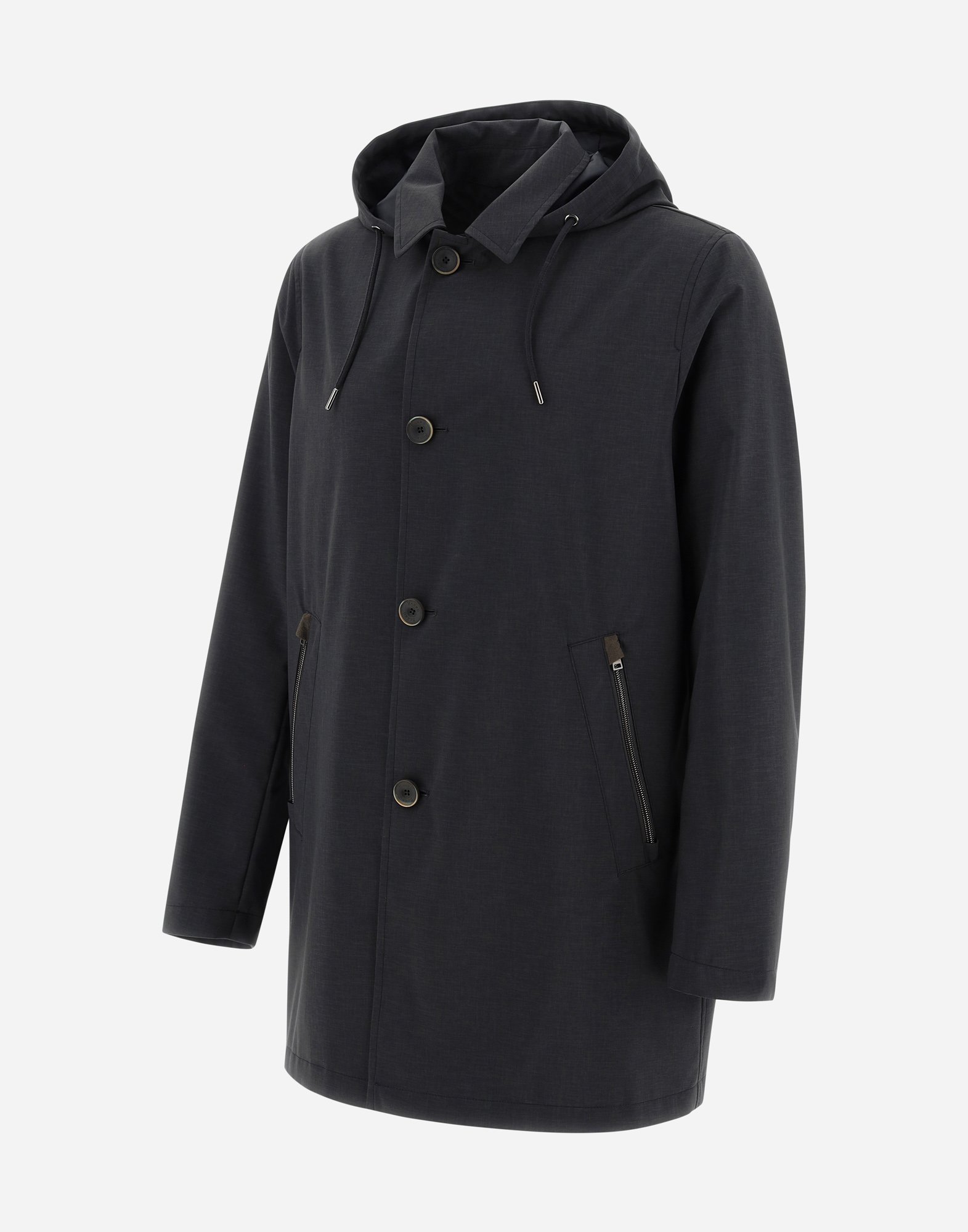 Herno Techno Lux Raincoat In Grey