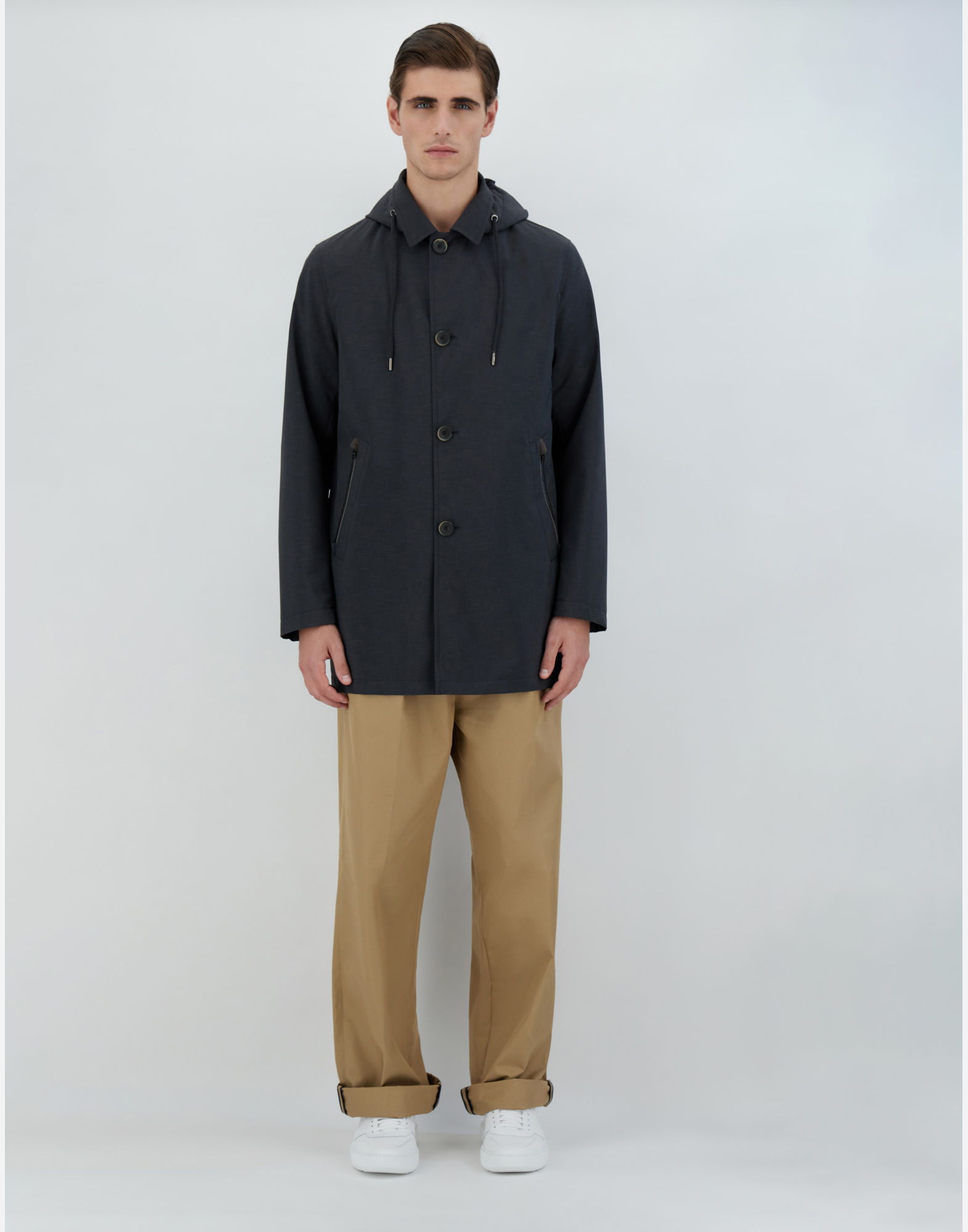 Herno Techno Lux Raincoat In Grey