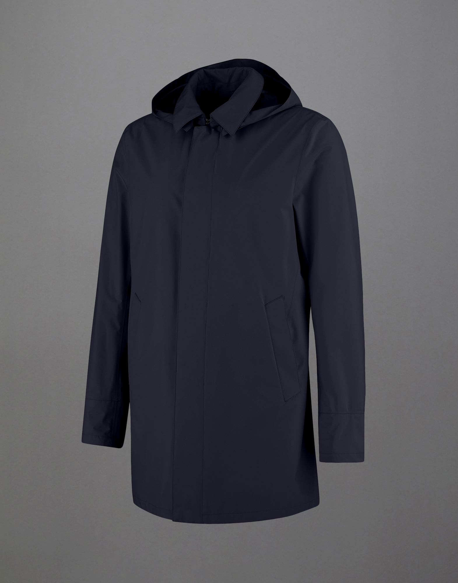 Herno Functional Wardrobe Waterproof Hooded Raincoat In Blue