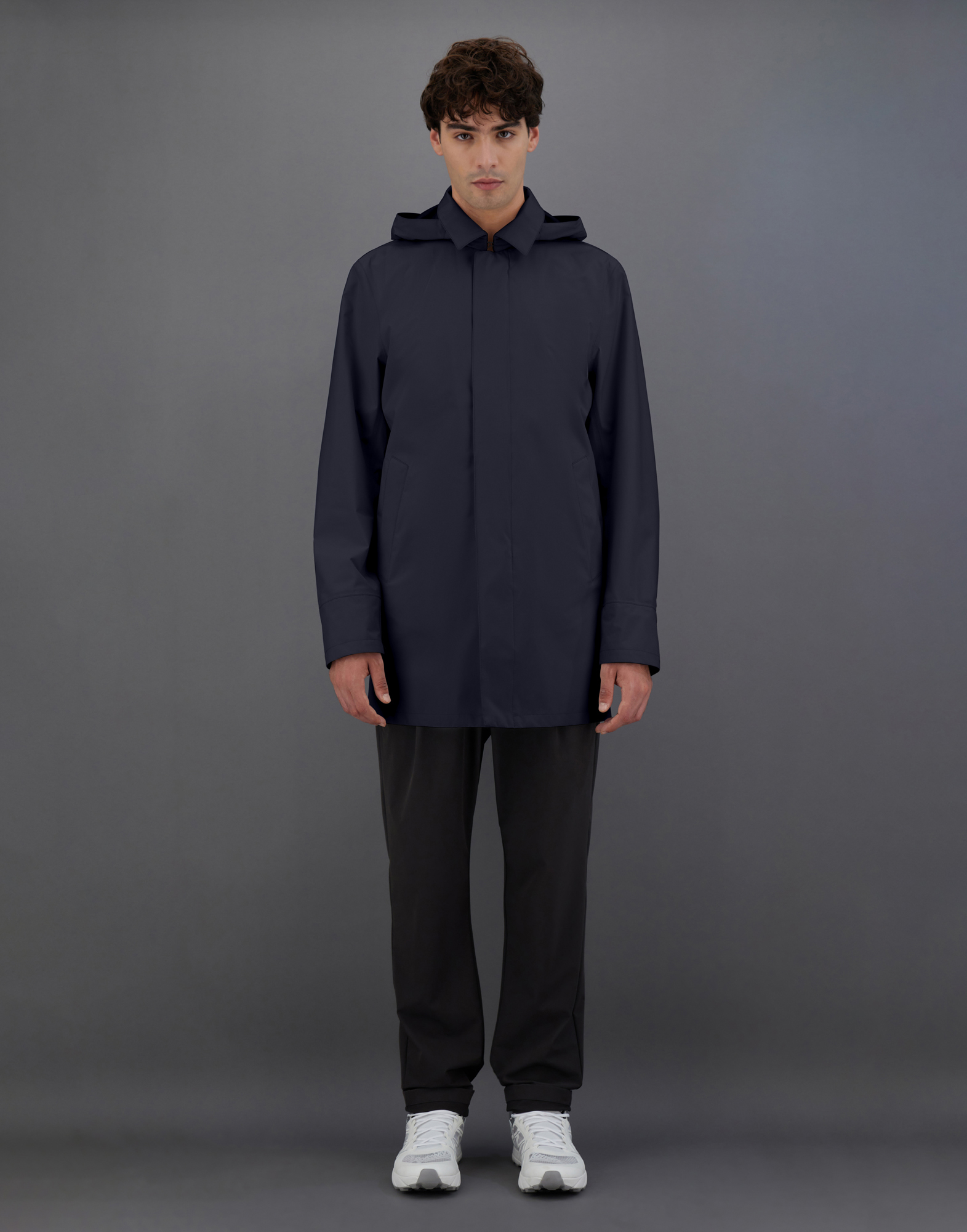 Herno Functional Wardrobe Waterproof Hooded Raincoat In Blue