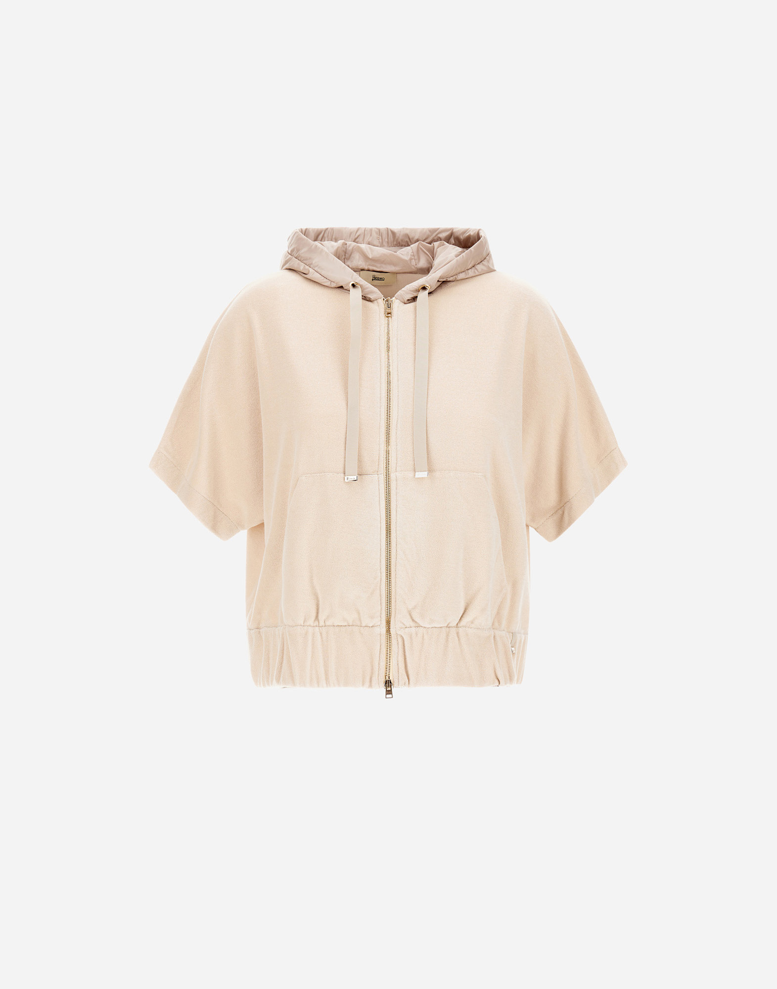 Herno Sweatshirt In Sponge Effect Sweater And Nylon Ultralight In Chantilly