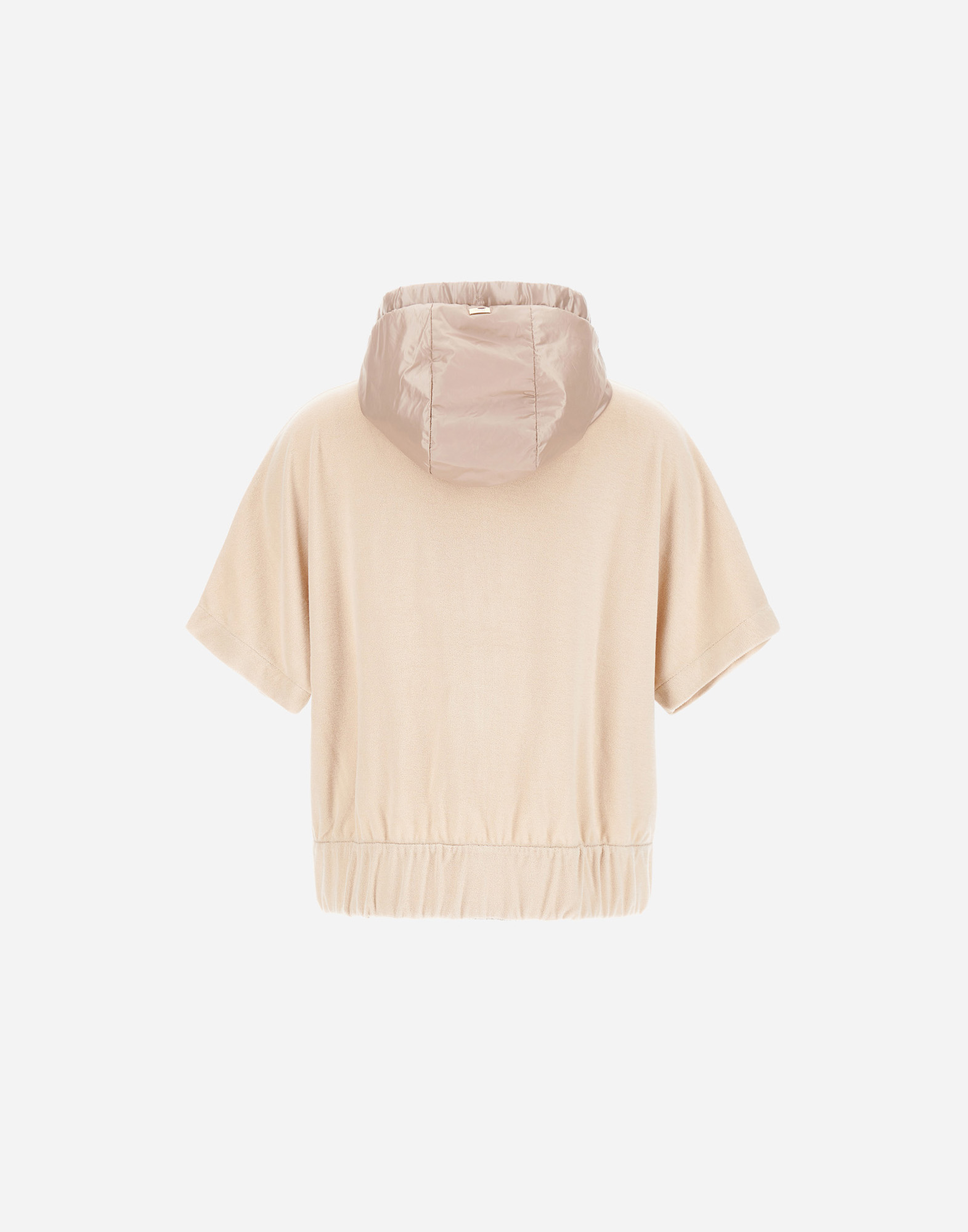Herno Sweatshirt In Sponge Effect Sweater And Nylon Ultralight In Chantilly