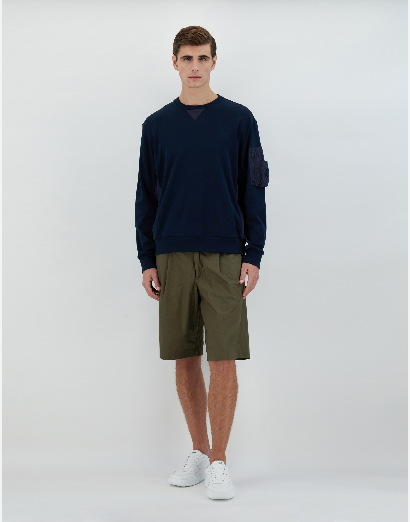 Herno Interlock Sweater And Ultralight Crease Sweatshirt In Navy Blue