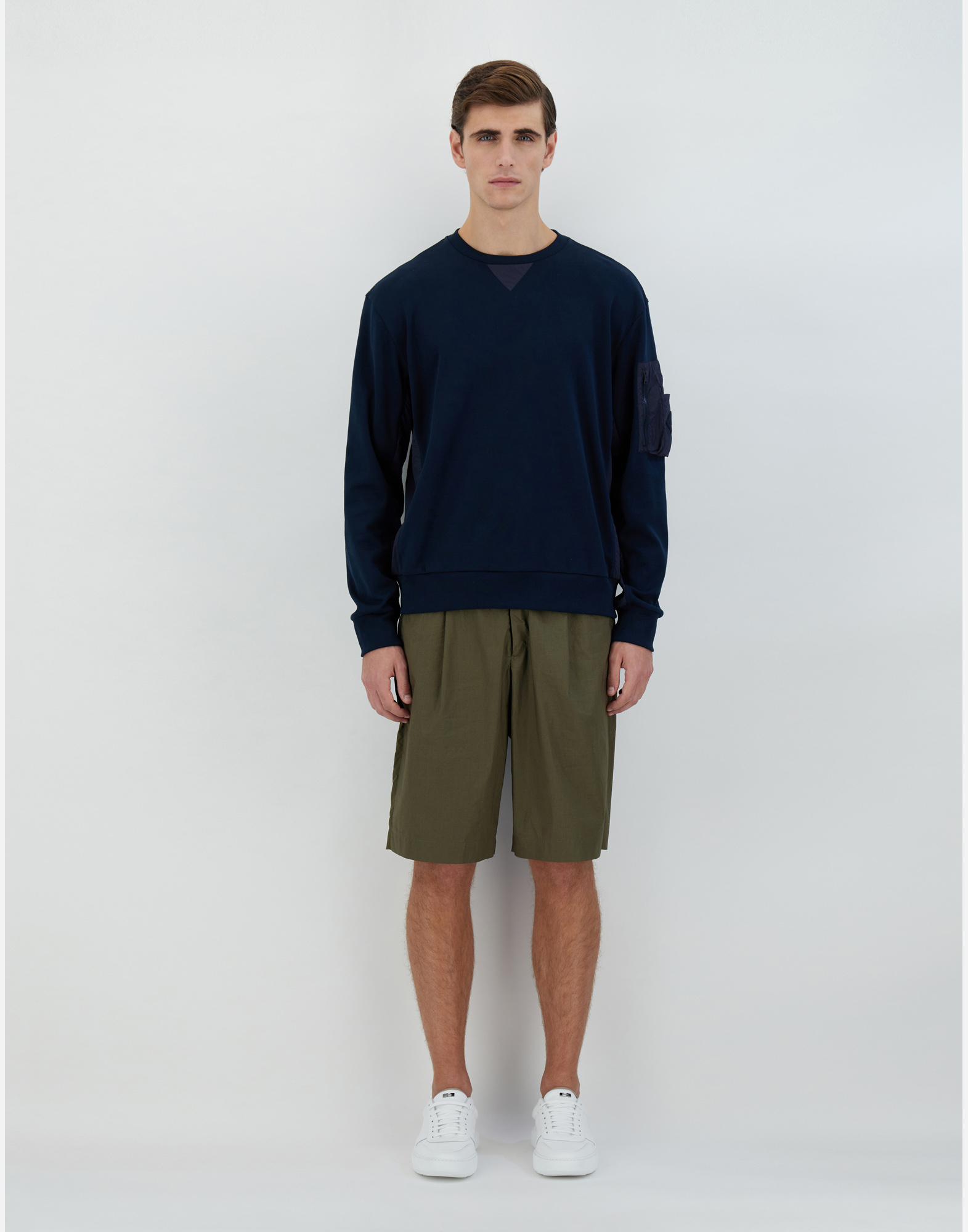 Herno Interlock Sweater And Ultralight Crease Sweatshirt In Navy Blue