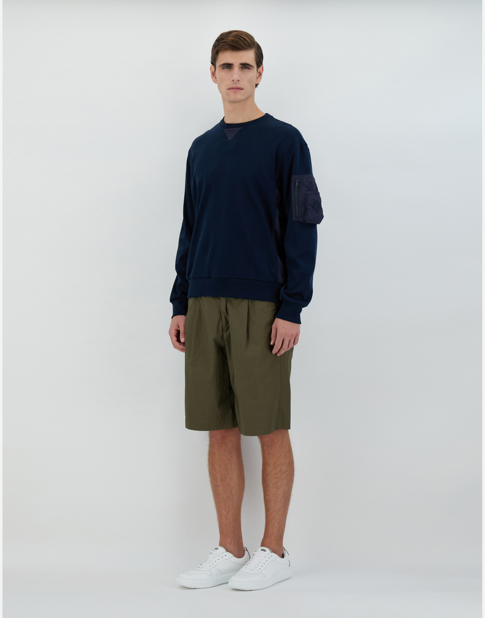 Herno Interlock Sweater And Ultralight Crease Sweatshirt In Navy Blue