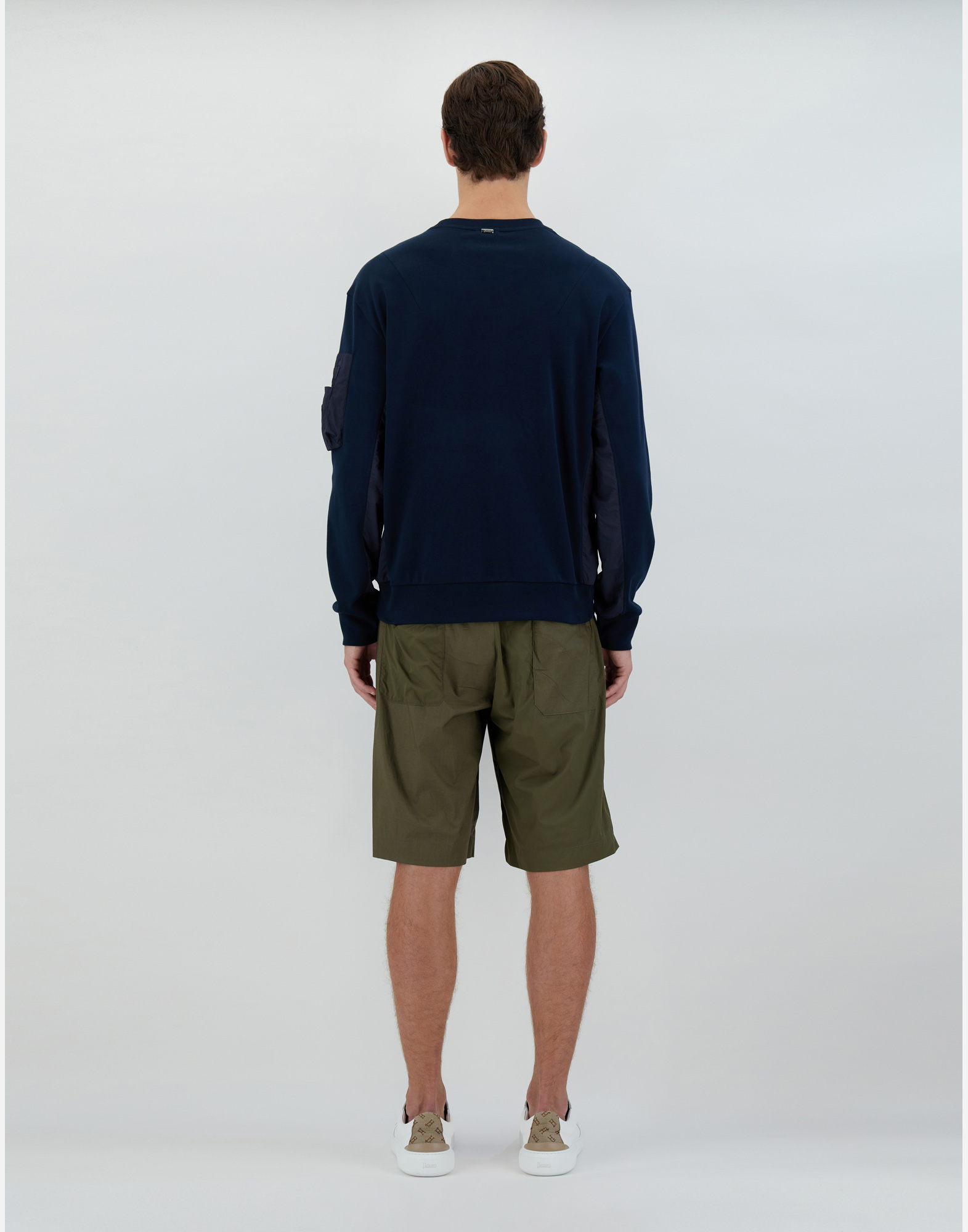 Herno Interlock Sweater And Ultralight Crease Sweatshirt In Navy Blue