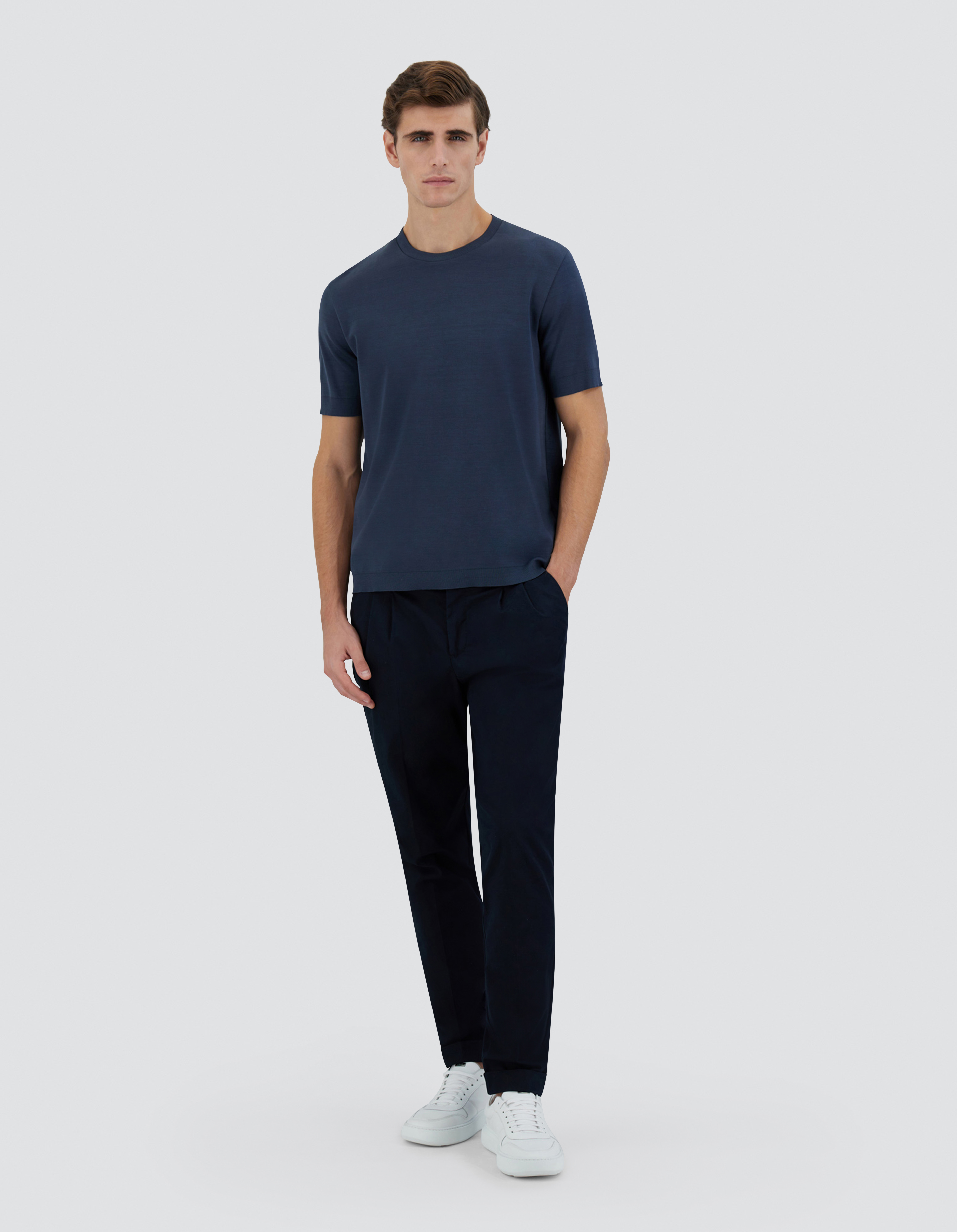 Herno Men Resort T-shirt In Cotton And Light Stretch Nylon In Navy Blue