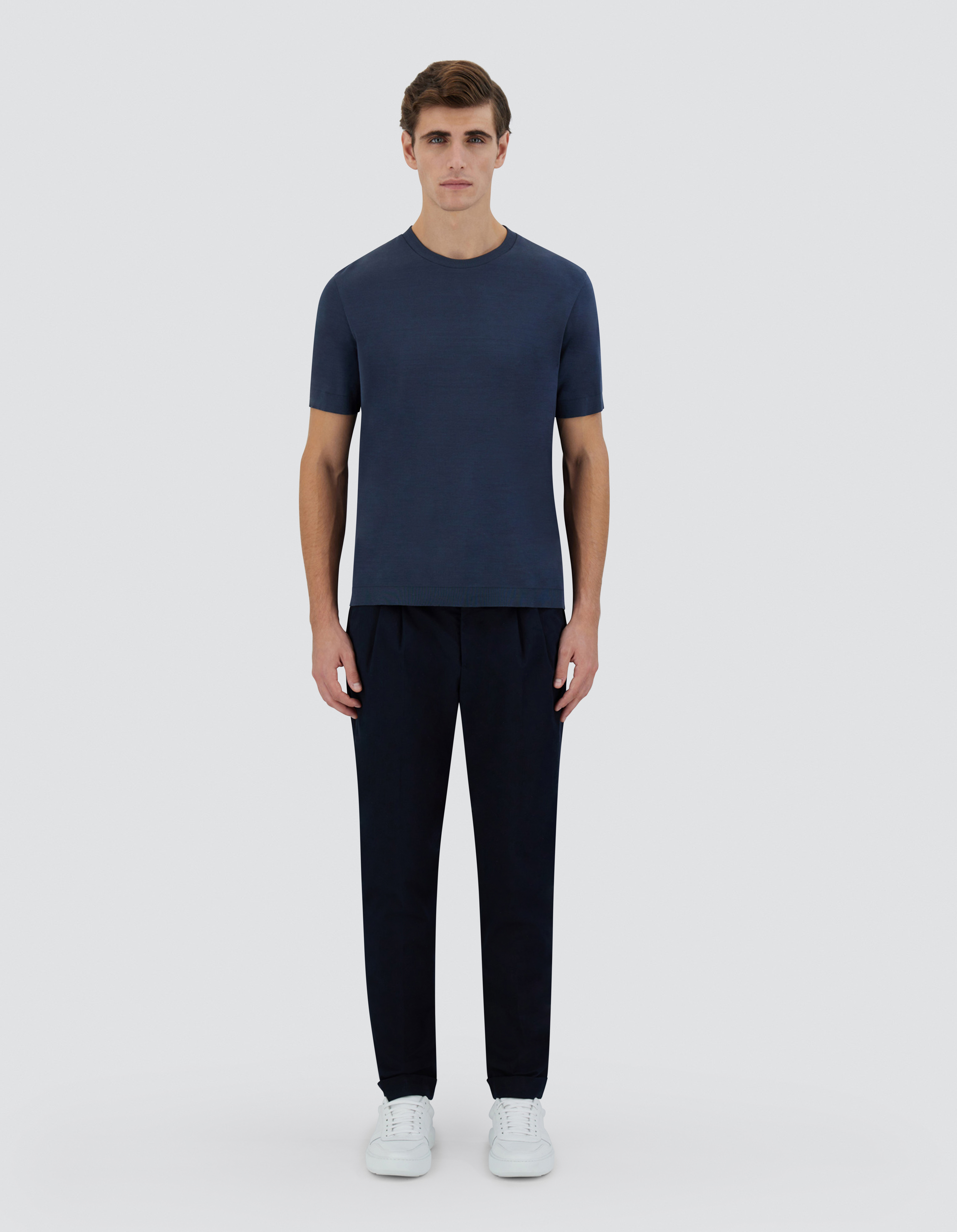 Herno Men Resort T-shirt In Cotton And Light Stretch Nylon In Navy Blue