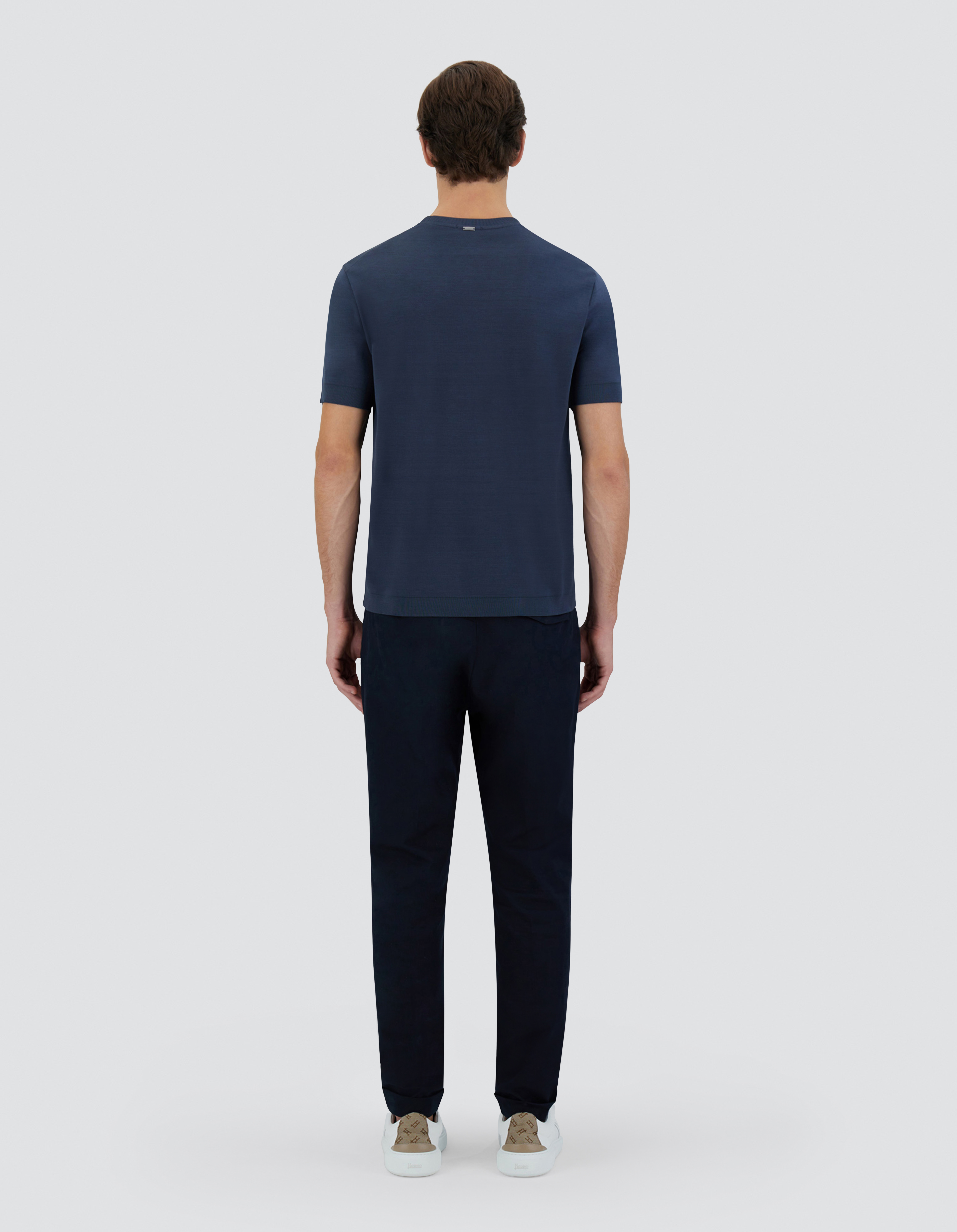 Herno Men Resort T-shirt In Cotton And Light Stretch Nylon In Navy Blue