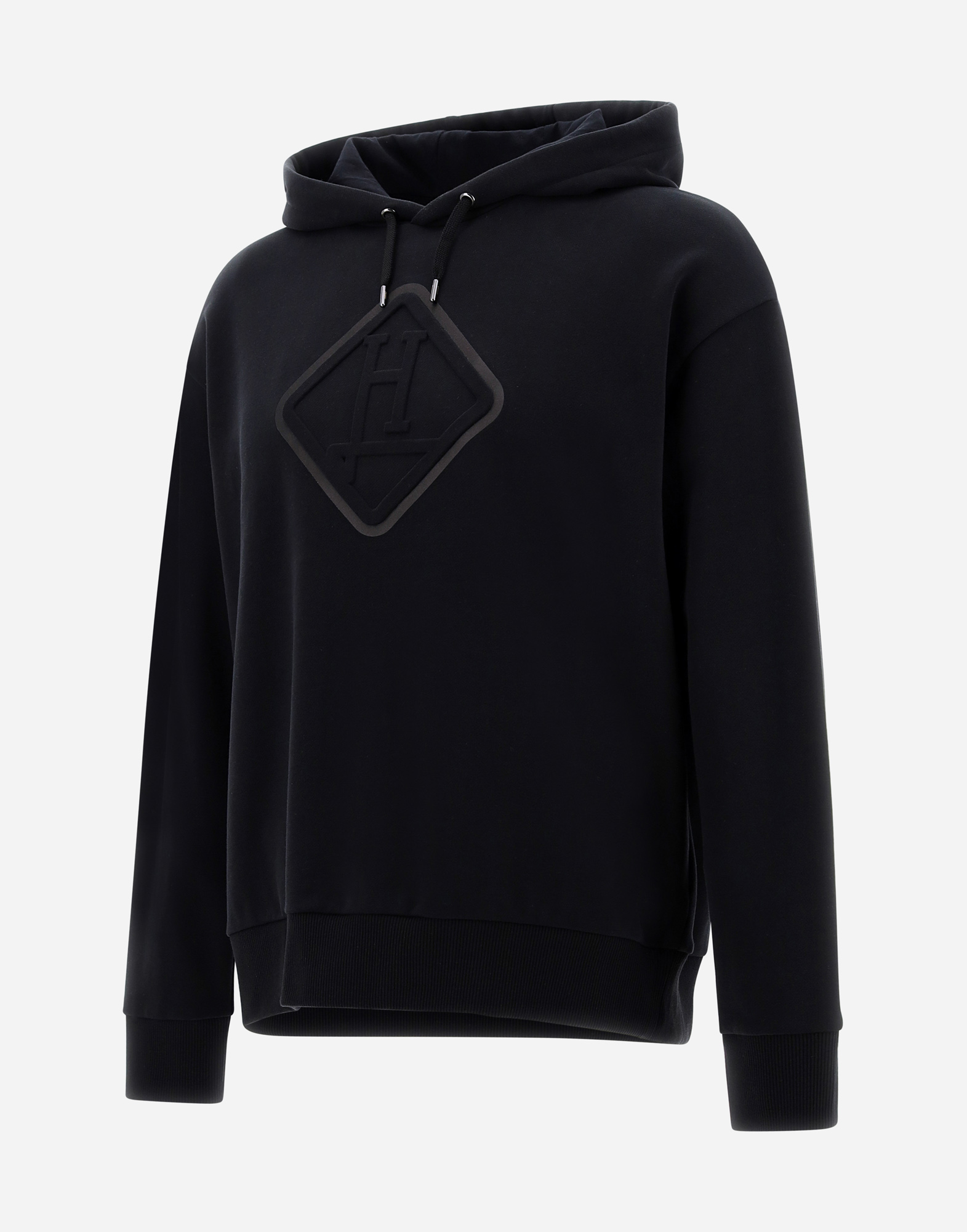 Shop Herno Diagonal Cotton Fleece Sweatshirt In Black