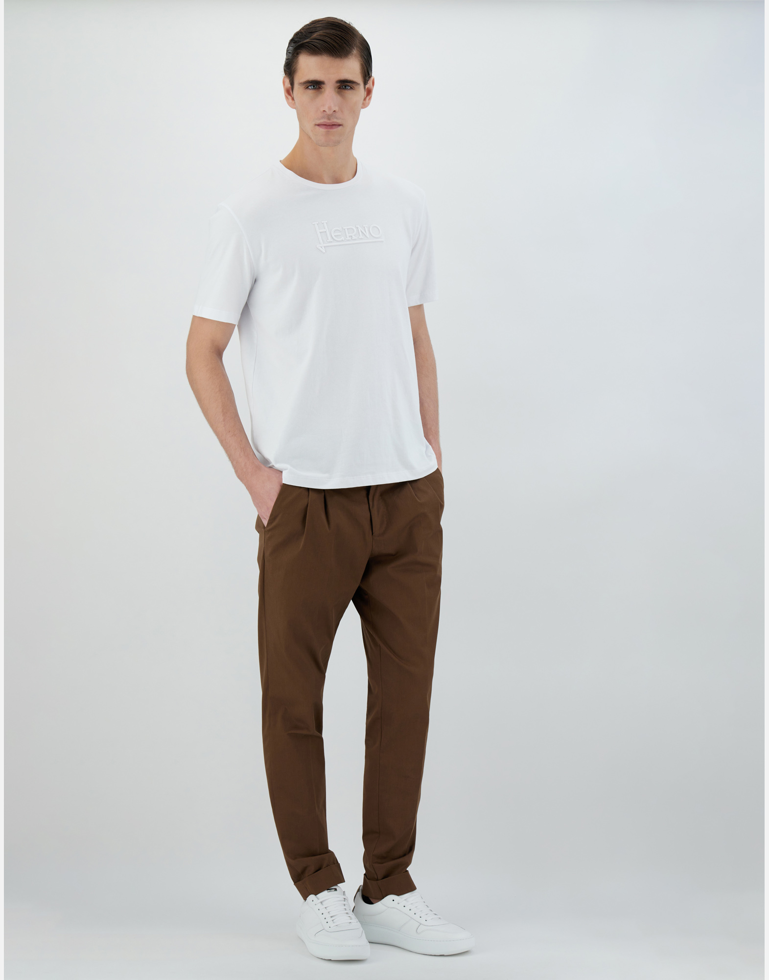 Herno T-shirt In Compact Jersey In White