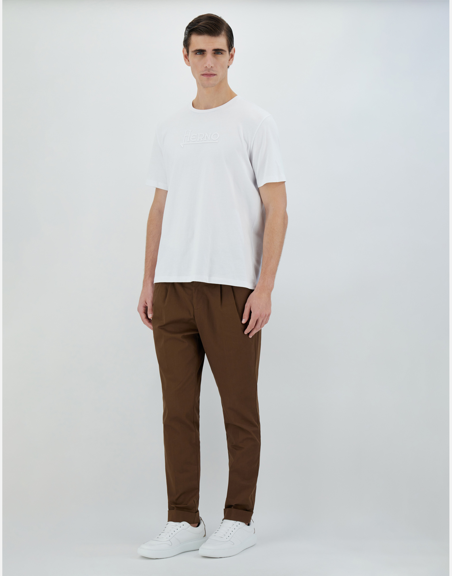 Herno T-shirt In Compact Jersey In White