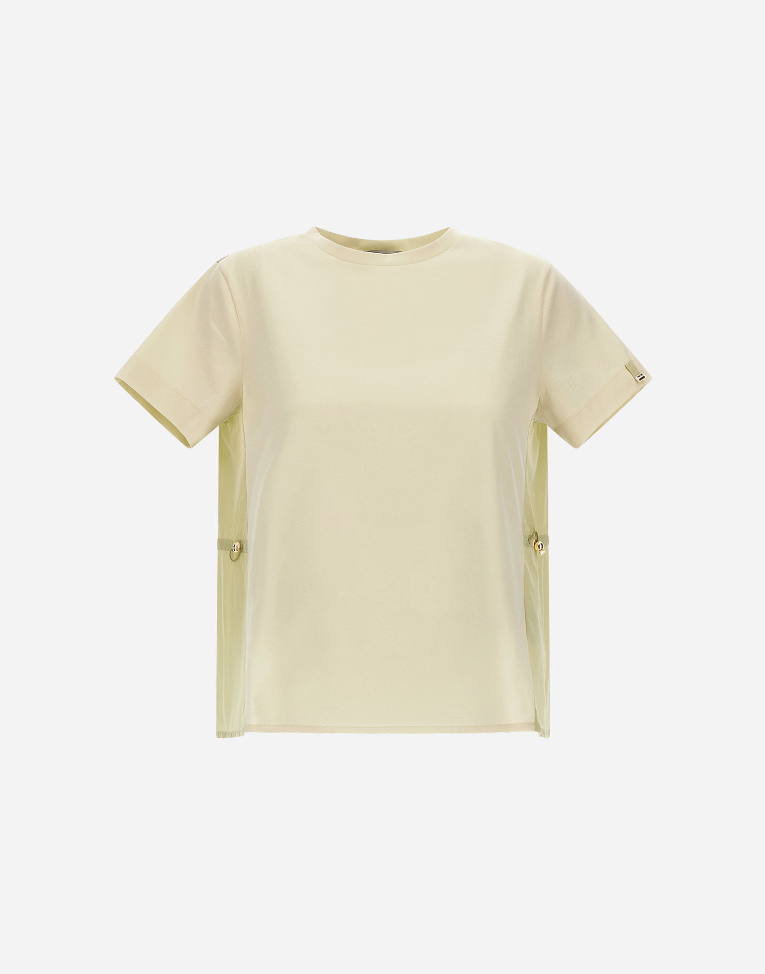 Herno T-shirt In Chic Cotton Jersey And New Techno Taffeta In Light Yellow