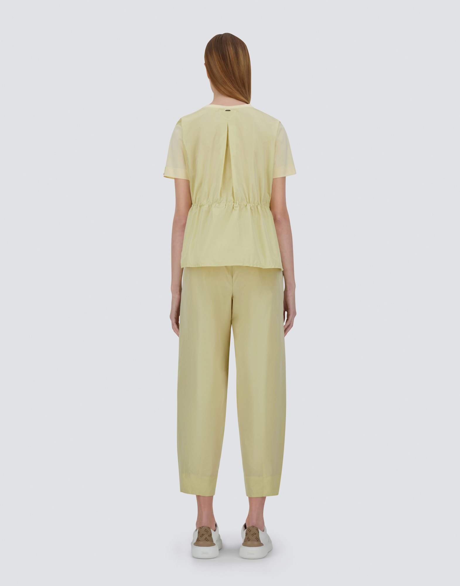 Herno T-shirt In Chic Cotton Jersey And New Techno Taffeta In Light Yellow