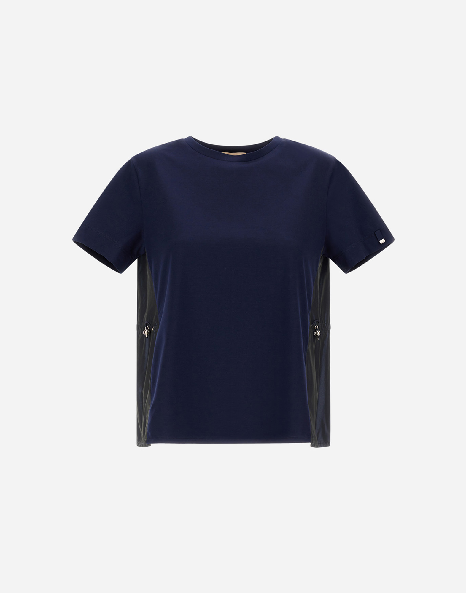 Herno T-shirt In Chic Cotton Jersey And New Techno Taffeta In Blu Navy