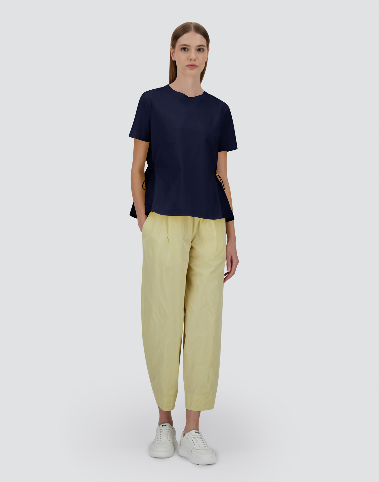 Herno T-shirt In Chic Cotton Jersey And New Techno Taffeta In Blu Navy