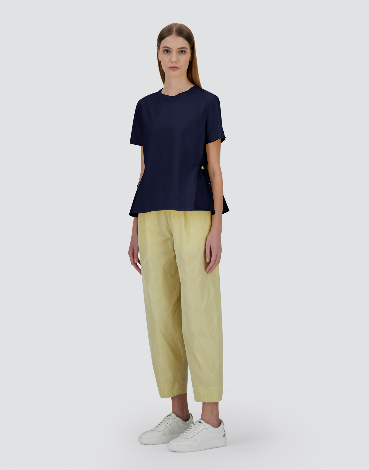 Herno T-shirt In Chic Cotton Jersey And New Techno Taffeta In Blu Navy