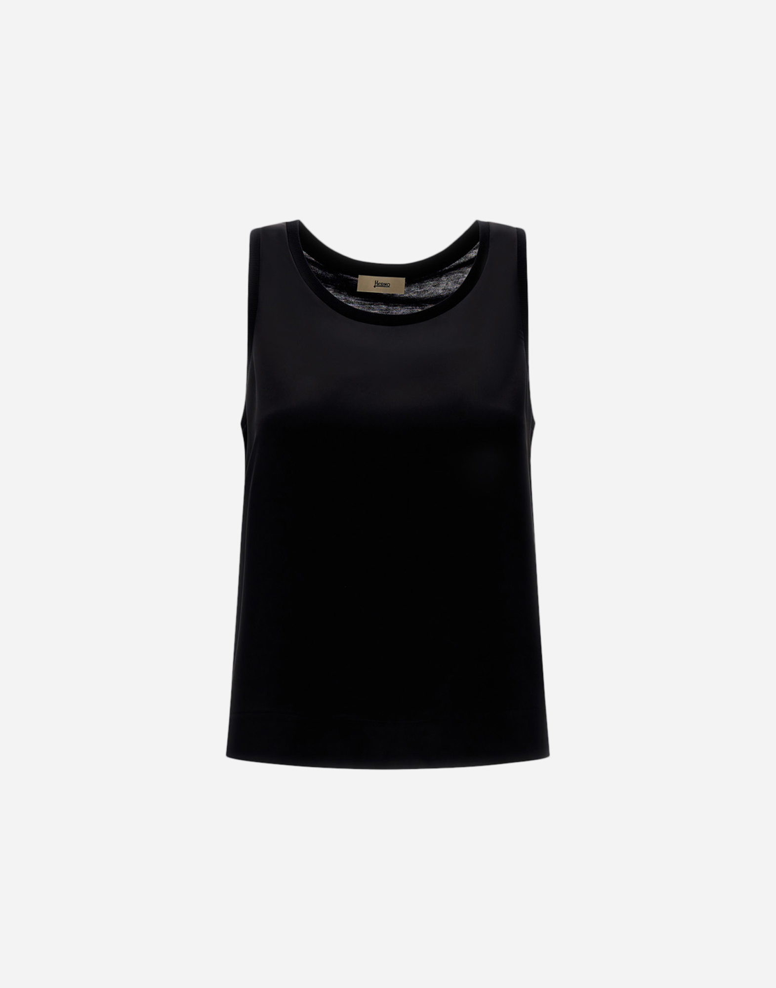 Herno Tank Top In Glam Knit Effect And Satin In Black