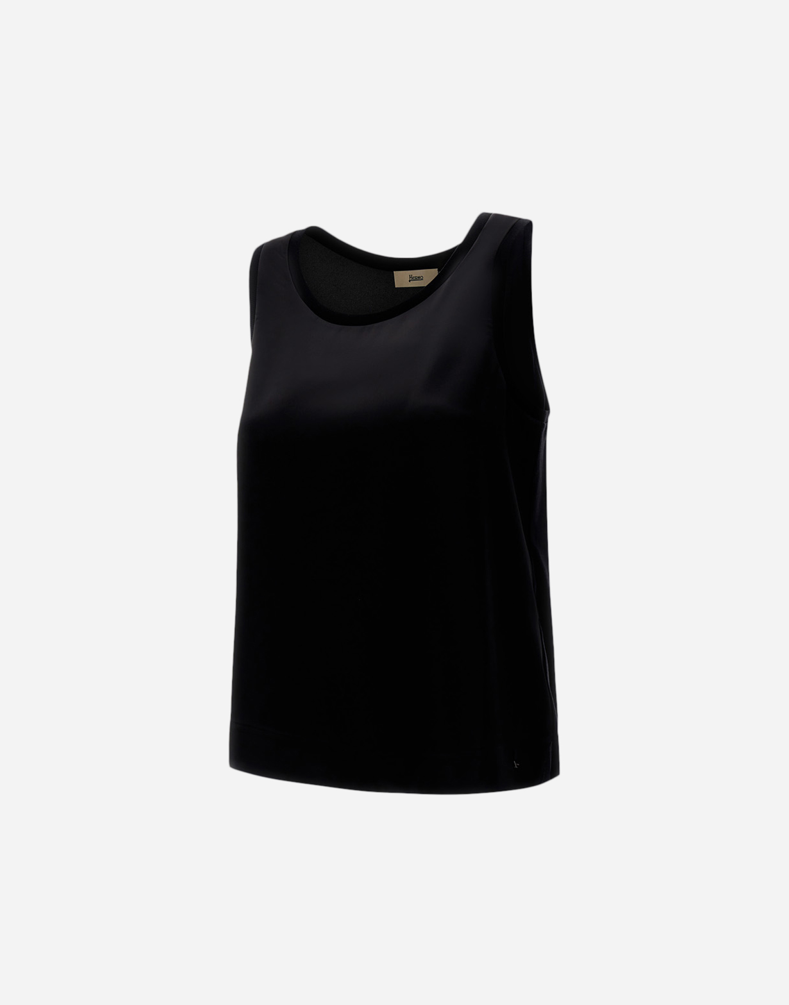 Herno Tank Top In Glam Knit Effect And Satin In Black
