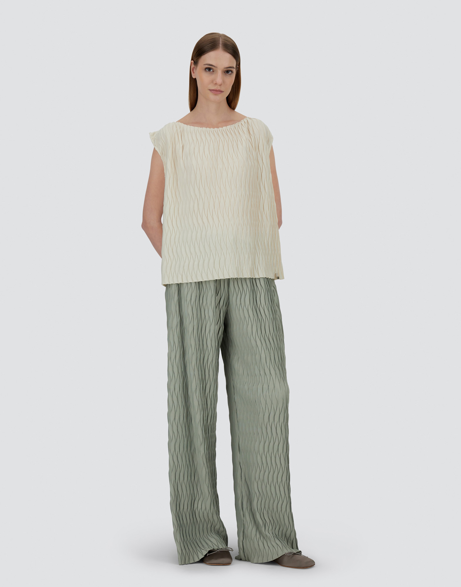Herno Tank Top In Wrinkled Effect In Chantilly