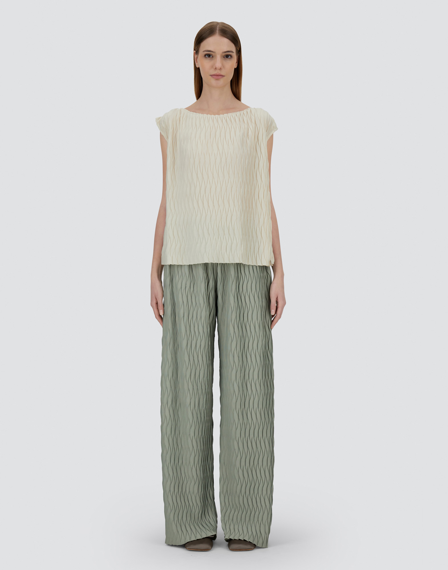 Herno Tank Top In Wrinkled Effect In Chantilly