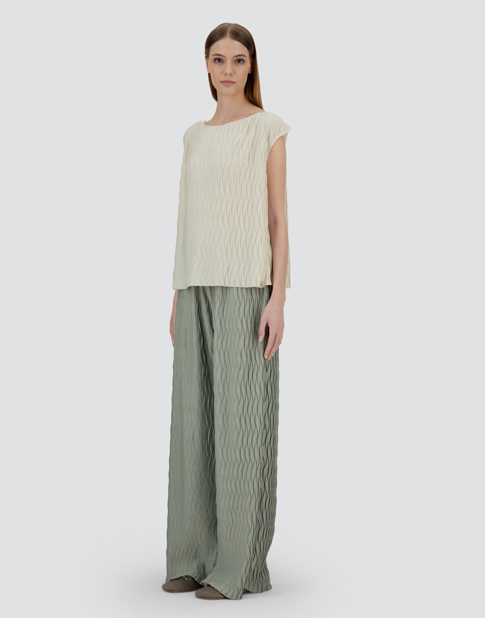 Herno Tank Top In Wrinkled Effect In Chantilly
