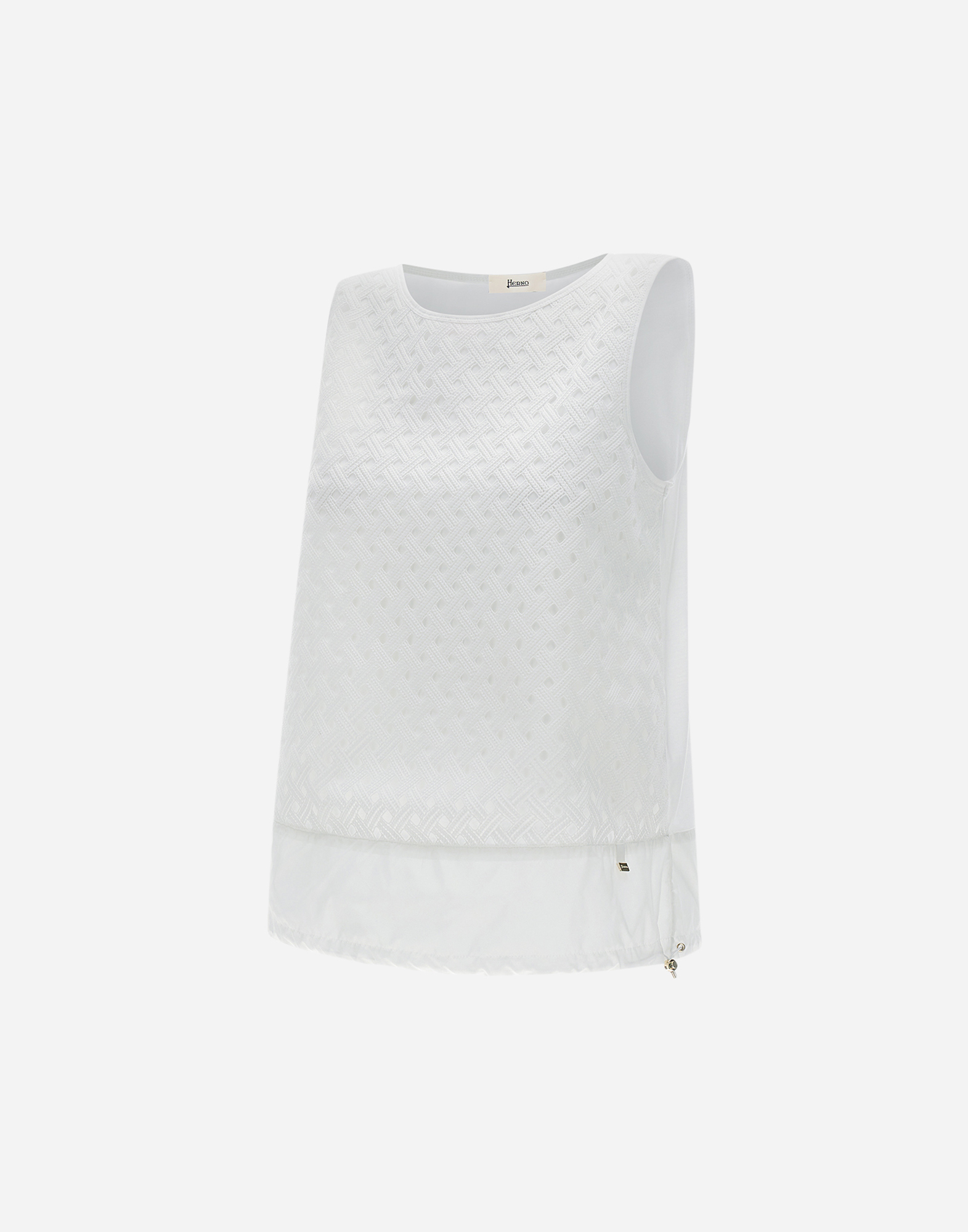 Herno Tank Top In Chic Cotton Jersey And Crochet Lace In White