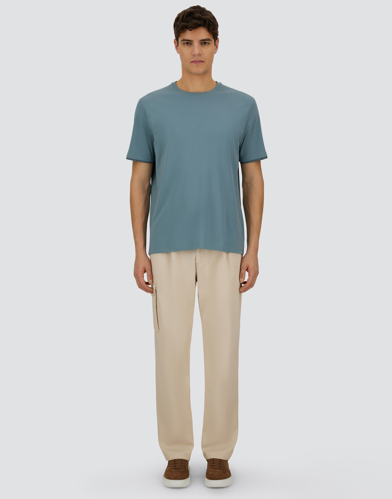 Herno Resort T-shirt In Basic Cotton & Light Stretch Nylon In Black