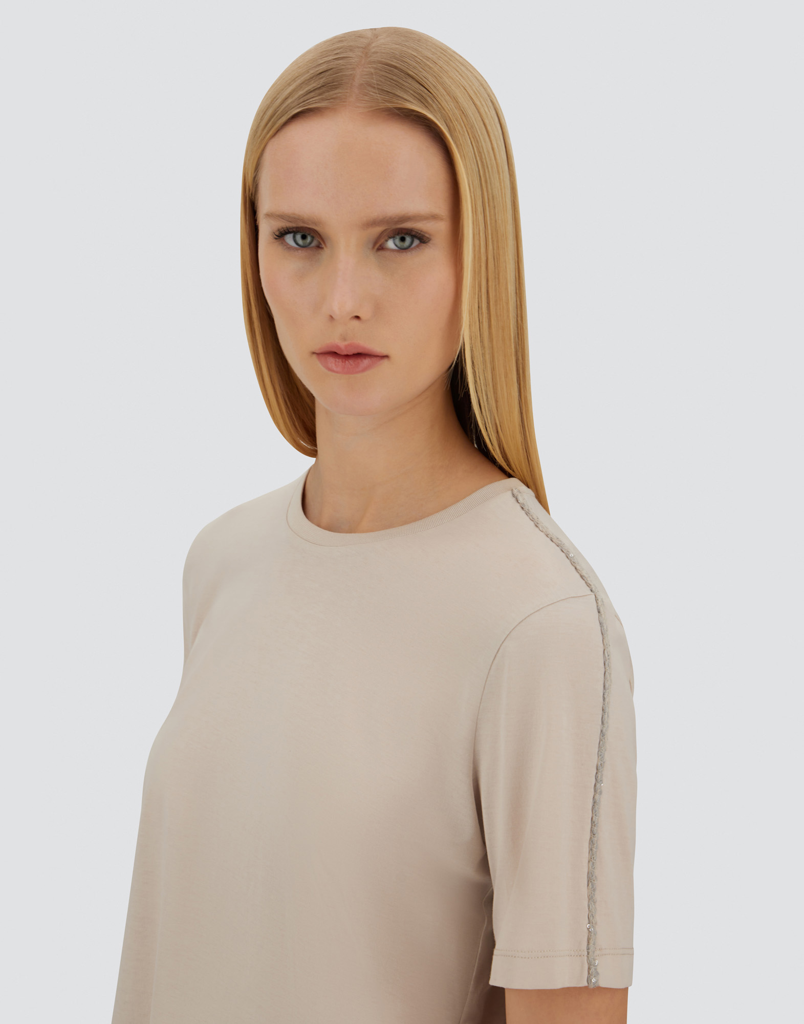 Herno Resort T-shirt In Mercerised Cotton Jersey In Neutral