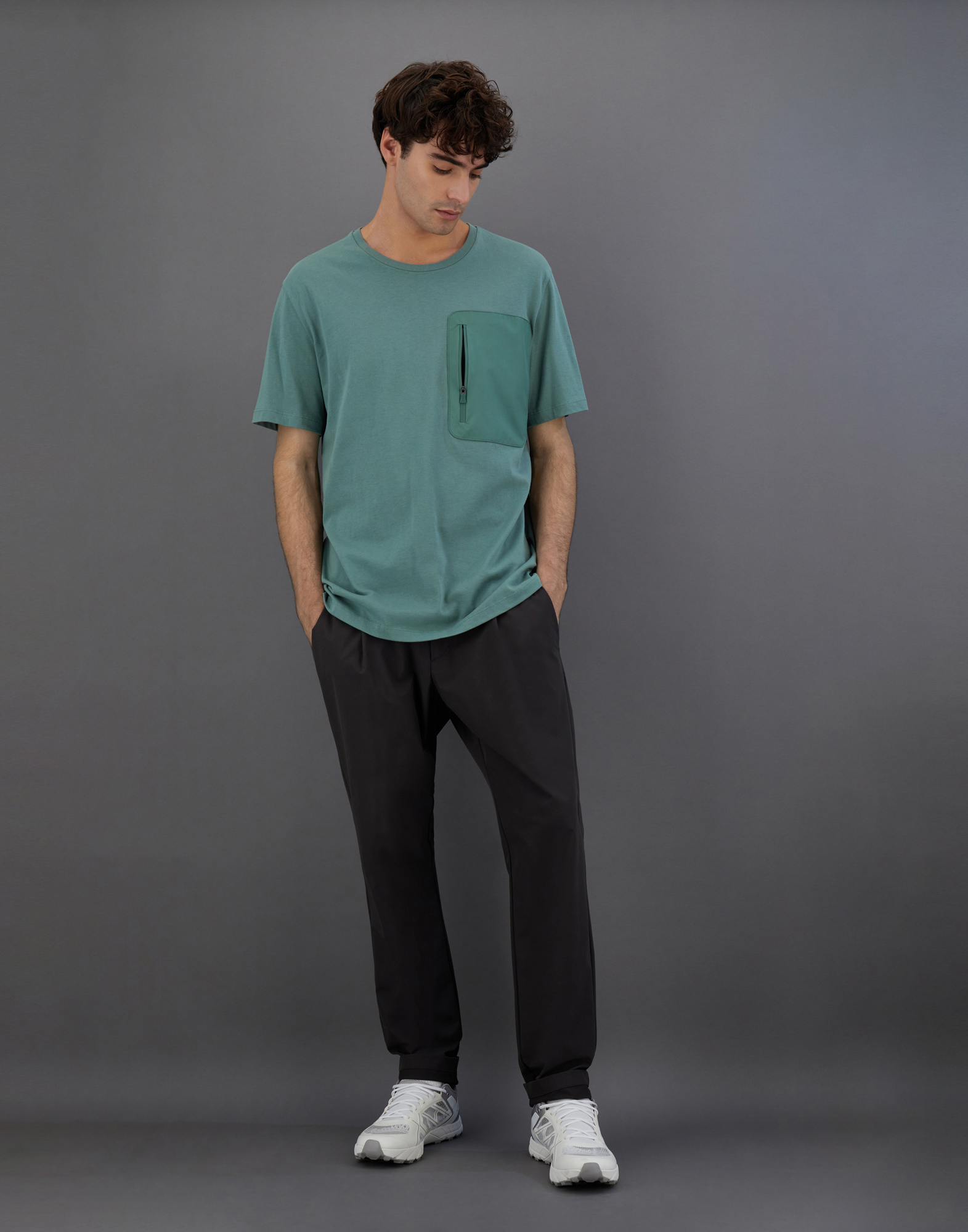 Herno Laminar T-shirt In Compact Jersey In Dark Forest