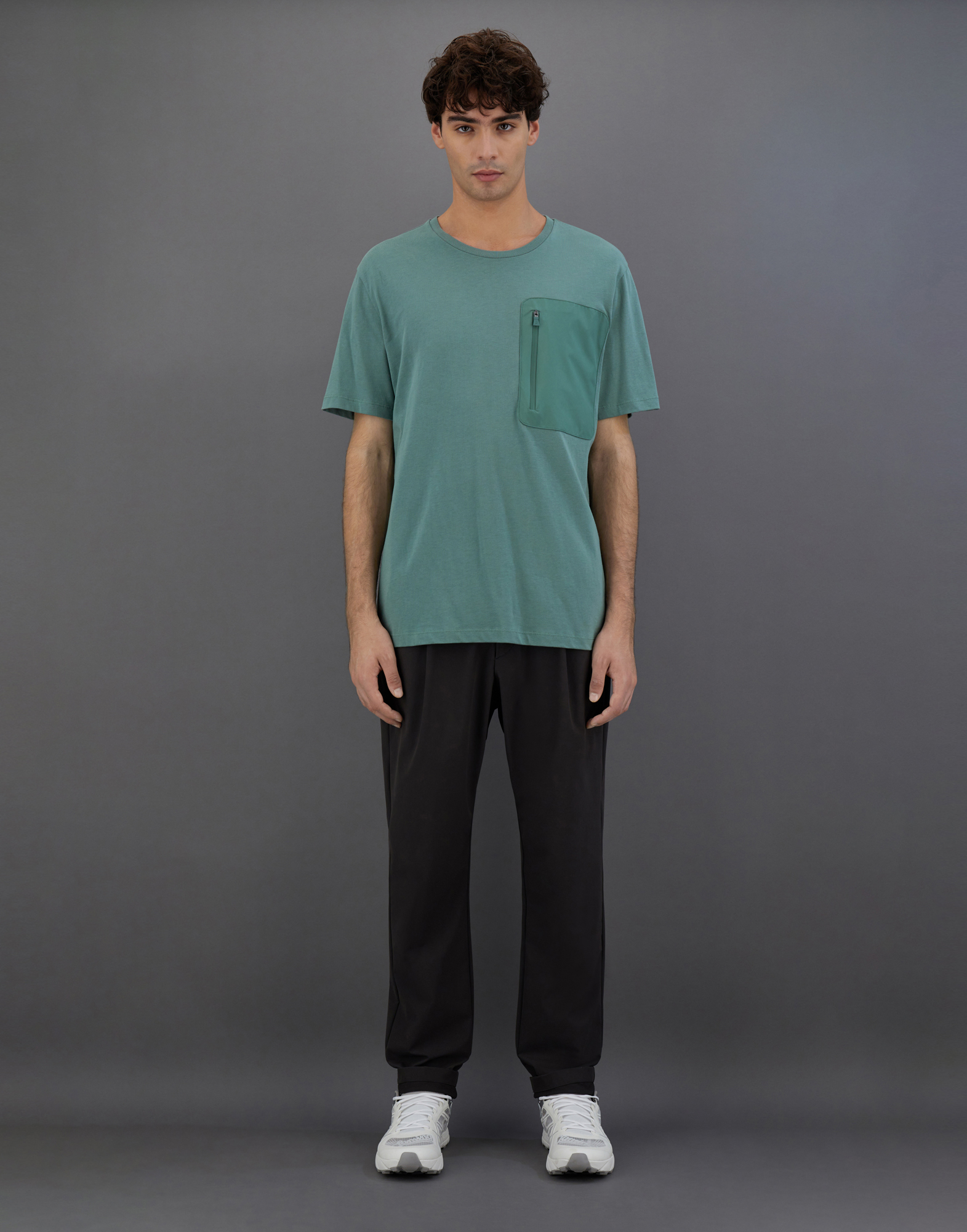 Herno Laminar T-shirt In Compact Jersey In Dark Forest
