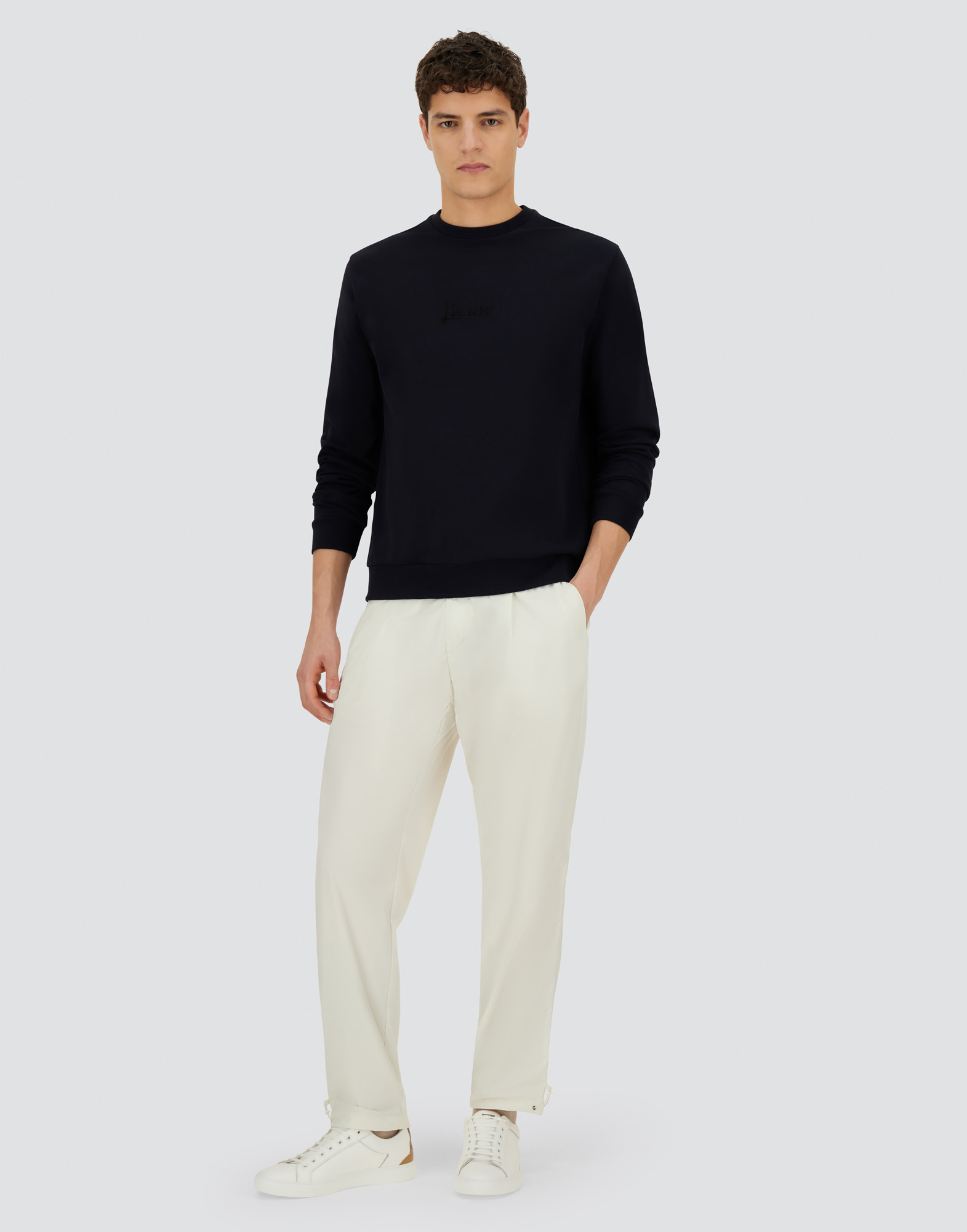 Herno Resort Sweatshirt In Cotton Fleece In Blue