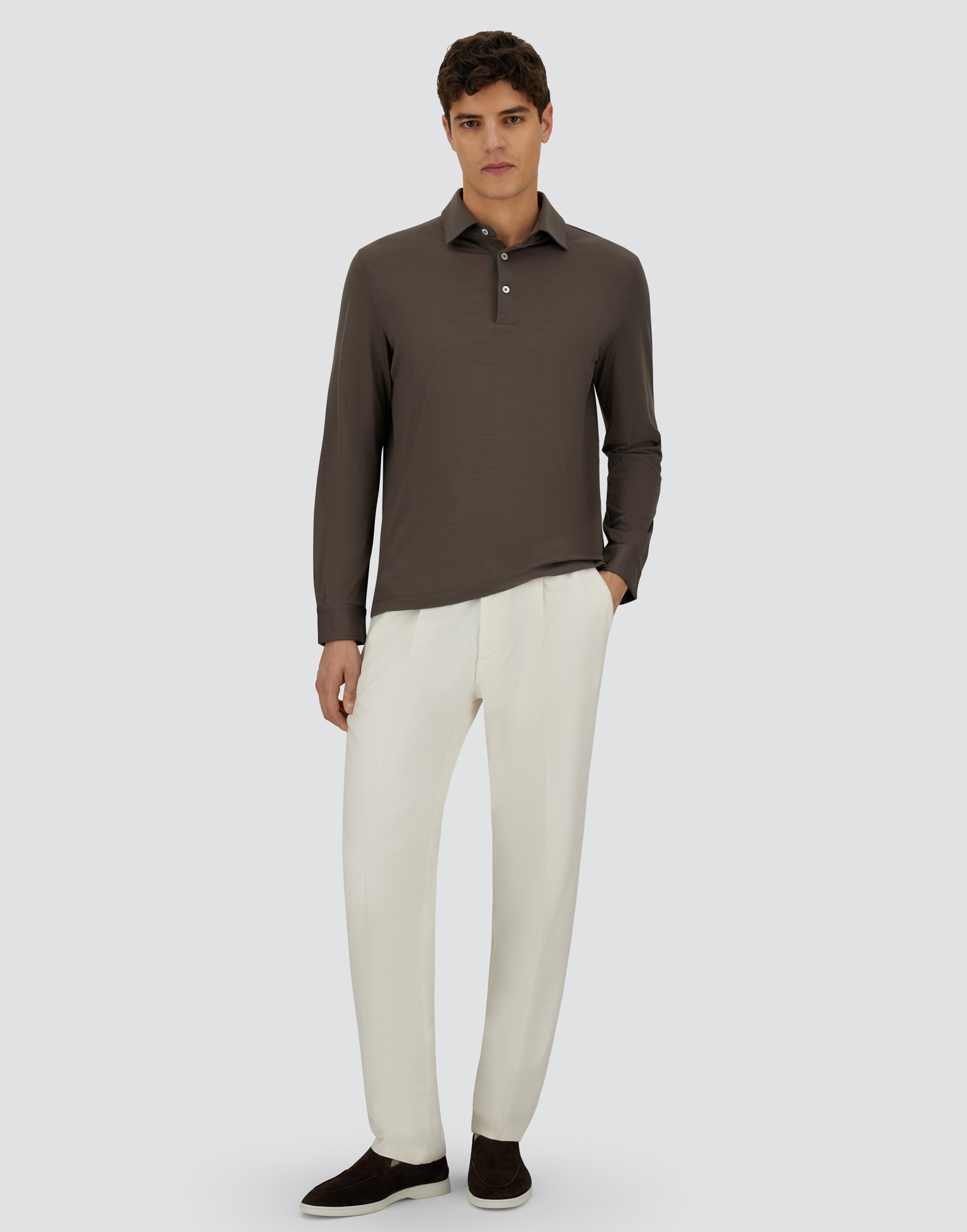 Herno Resort Polo Shirt In Soft Wool Jersey In Blue
