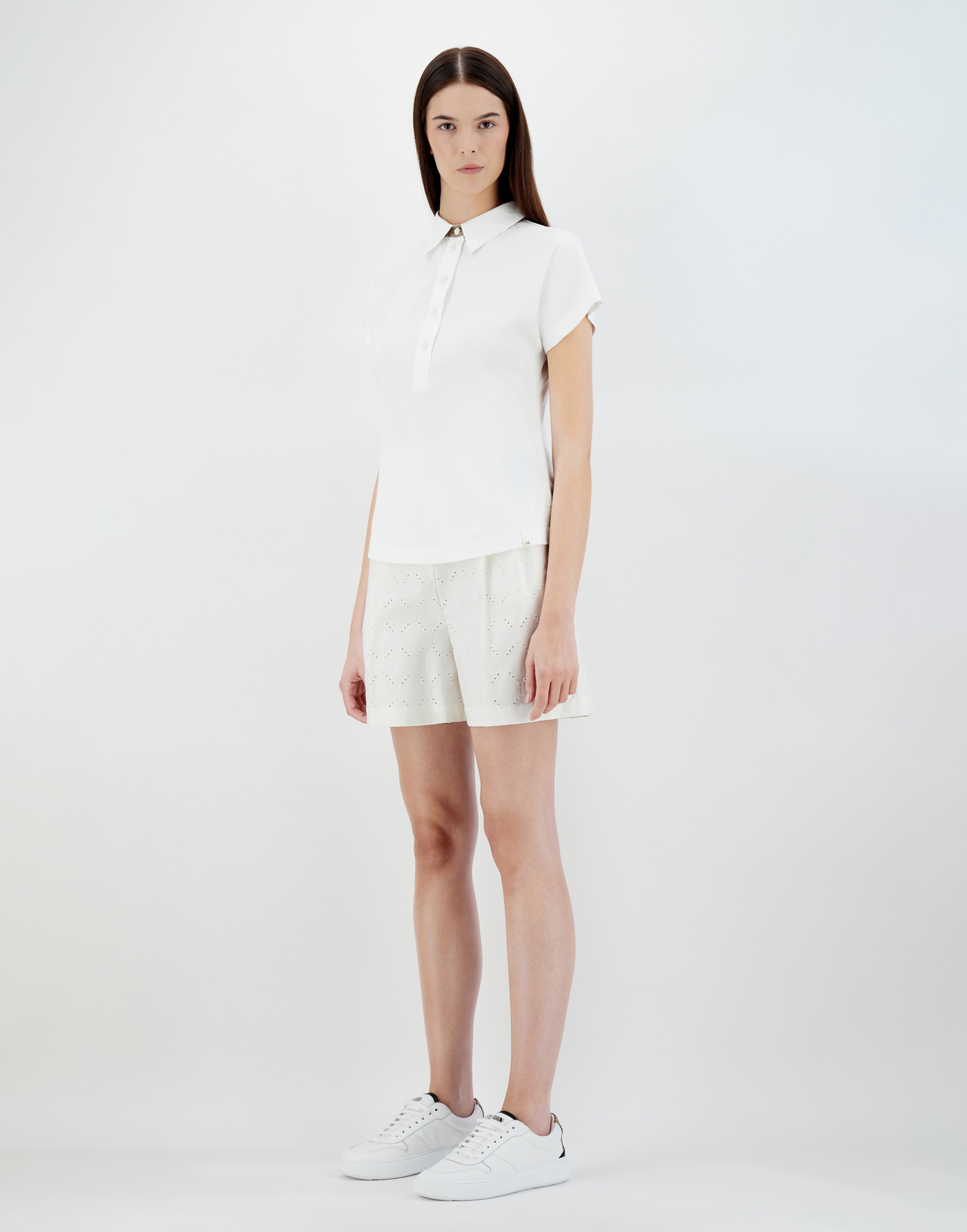 Herno Ever Cotton Interlock／new Popeline／monogram ポロシャツ In White
