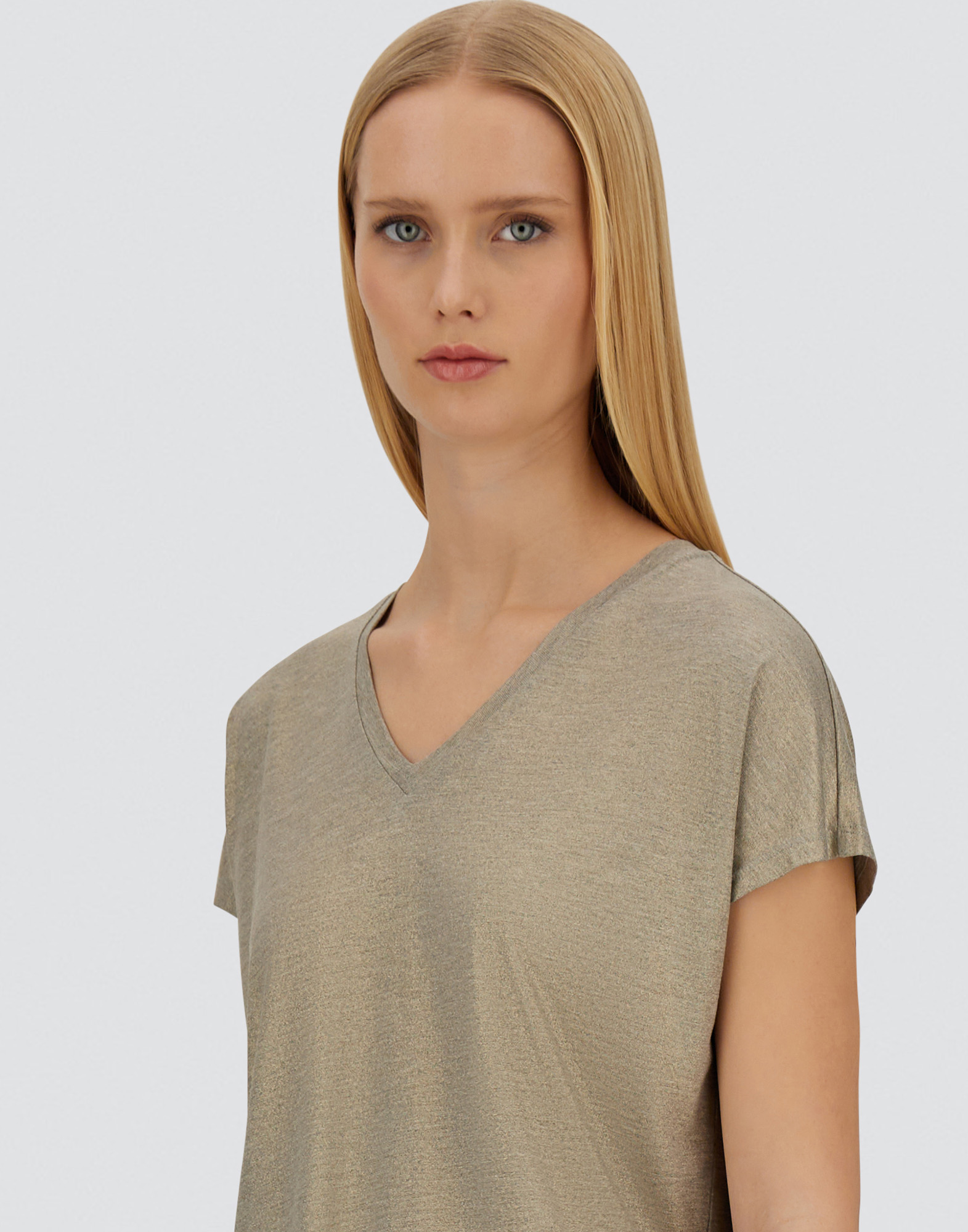 Herno Resort T-shirt In Shimmer Foil Jersey In Neutral