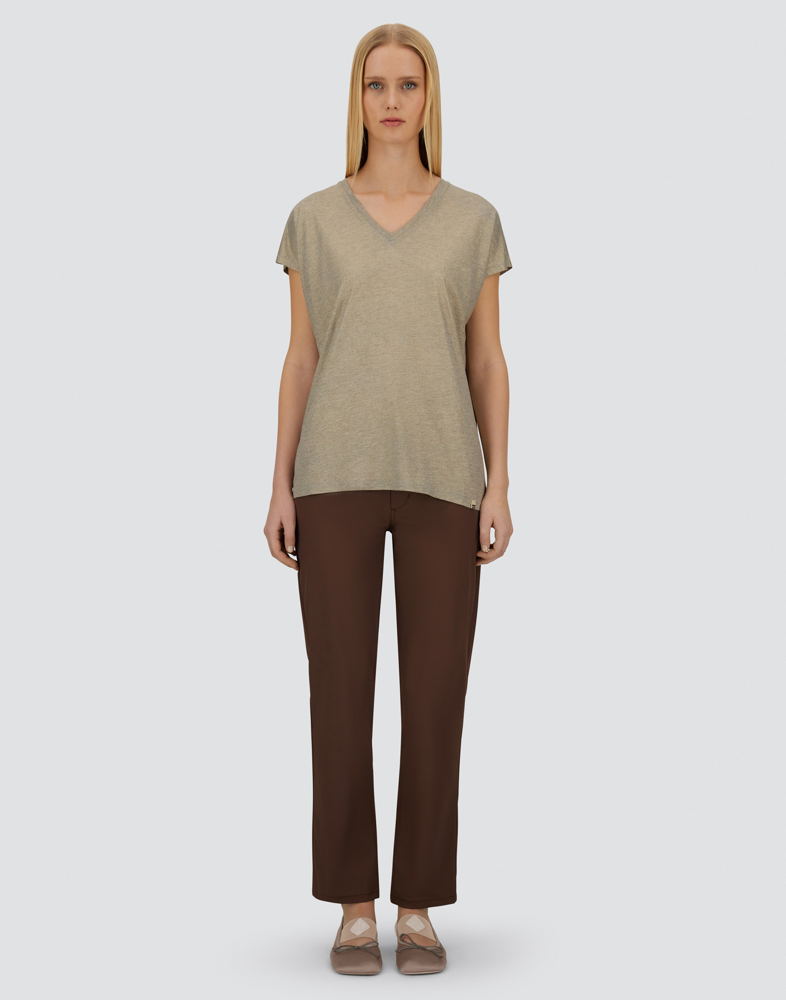 Herno Resort T-shirt In Shimmer Foil Jersey In Neutral