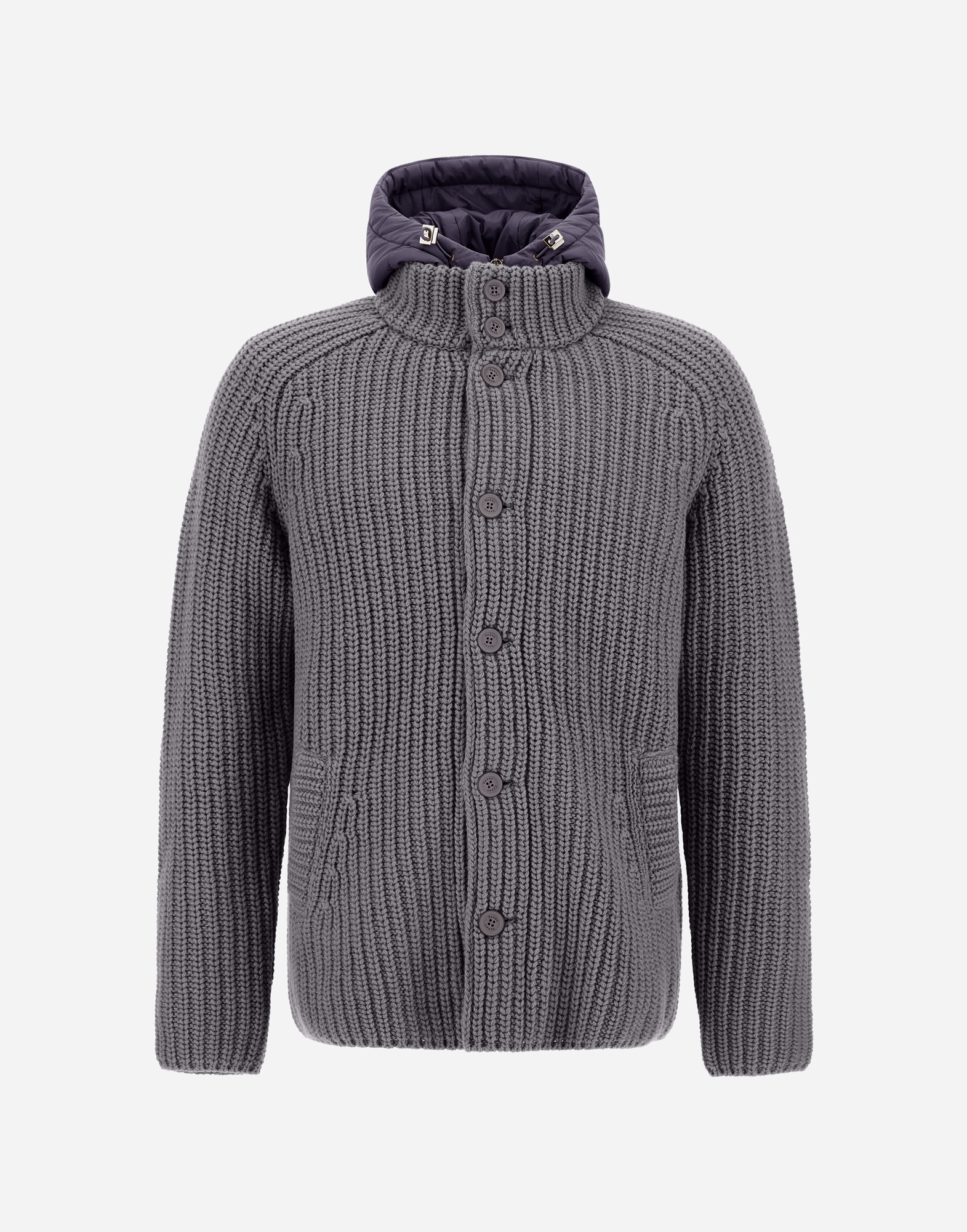 Herno Padded Bomber Jacket With Hood And Pockets In Gray