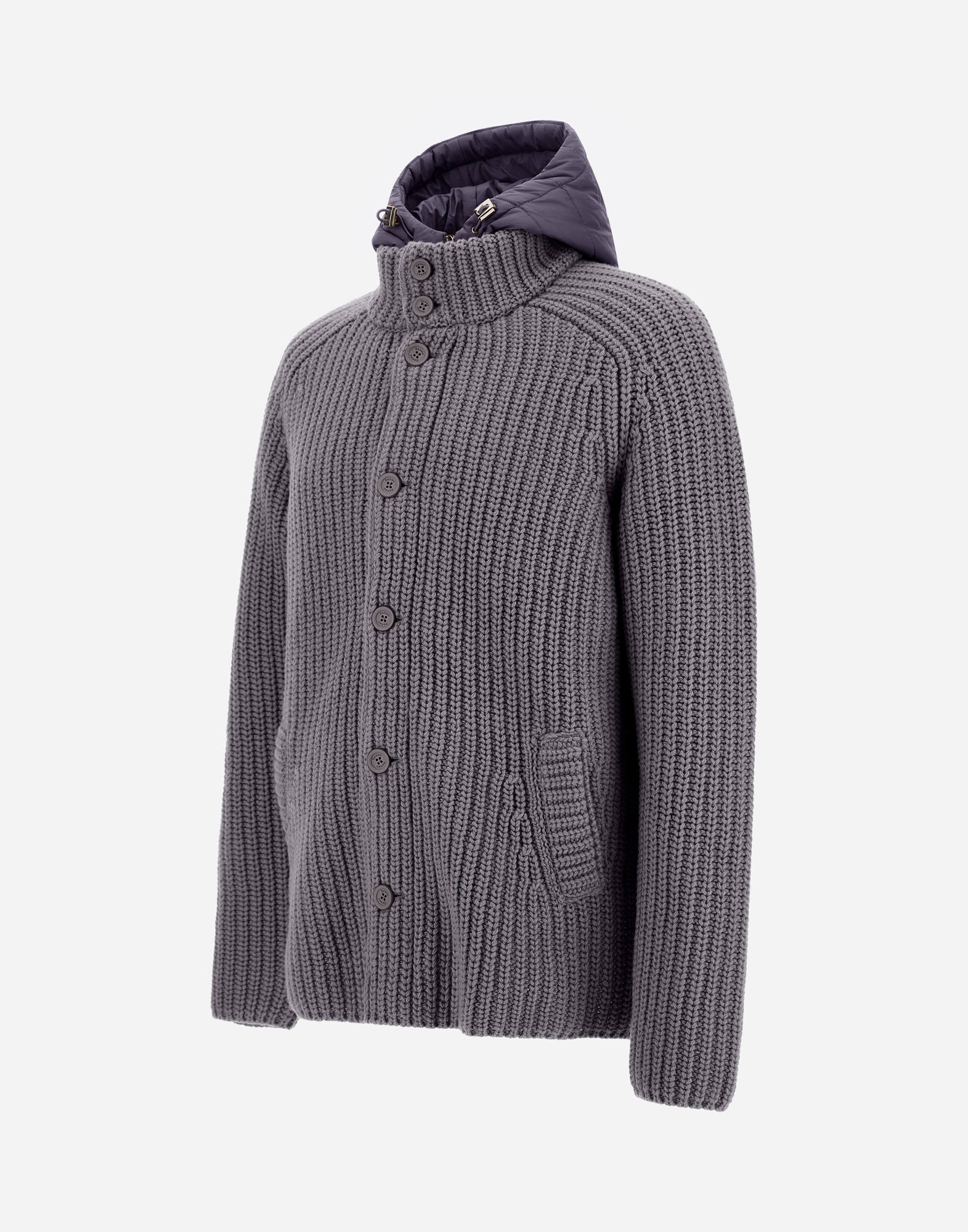 Herno Padded Bomber Jacket With Hood And Pockets In Gray